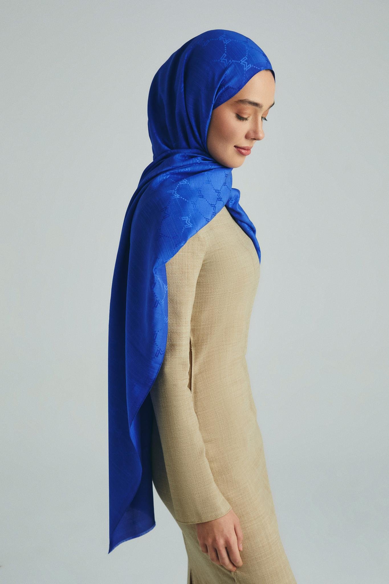 NEDA PAMUK İPEK ŞAL 70*190 CM - SAKS