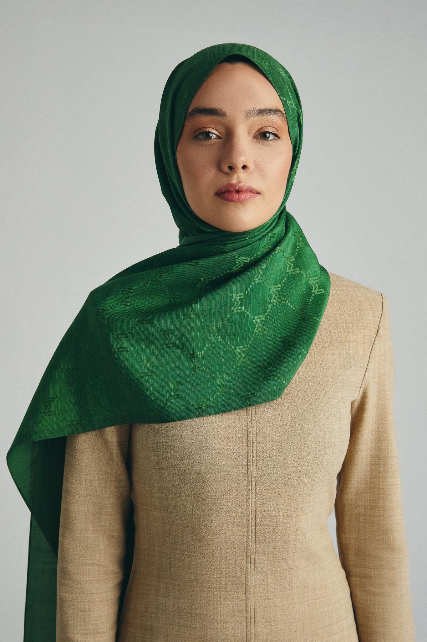 NEDA PAMUK İPEK ŞAL 70*190 CM - YEŞİL