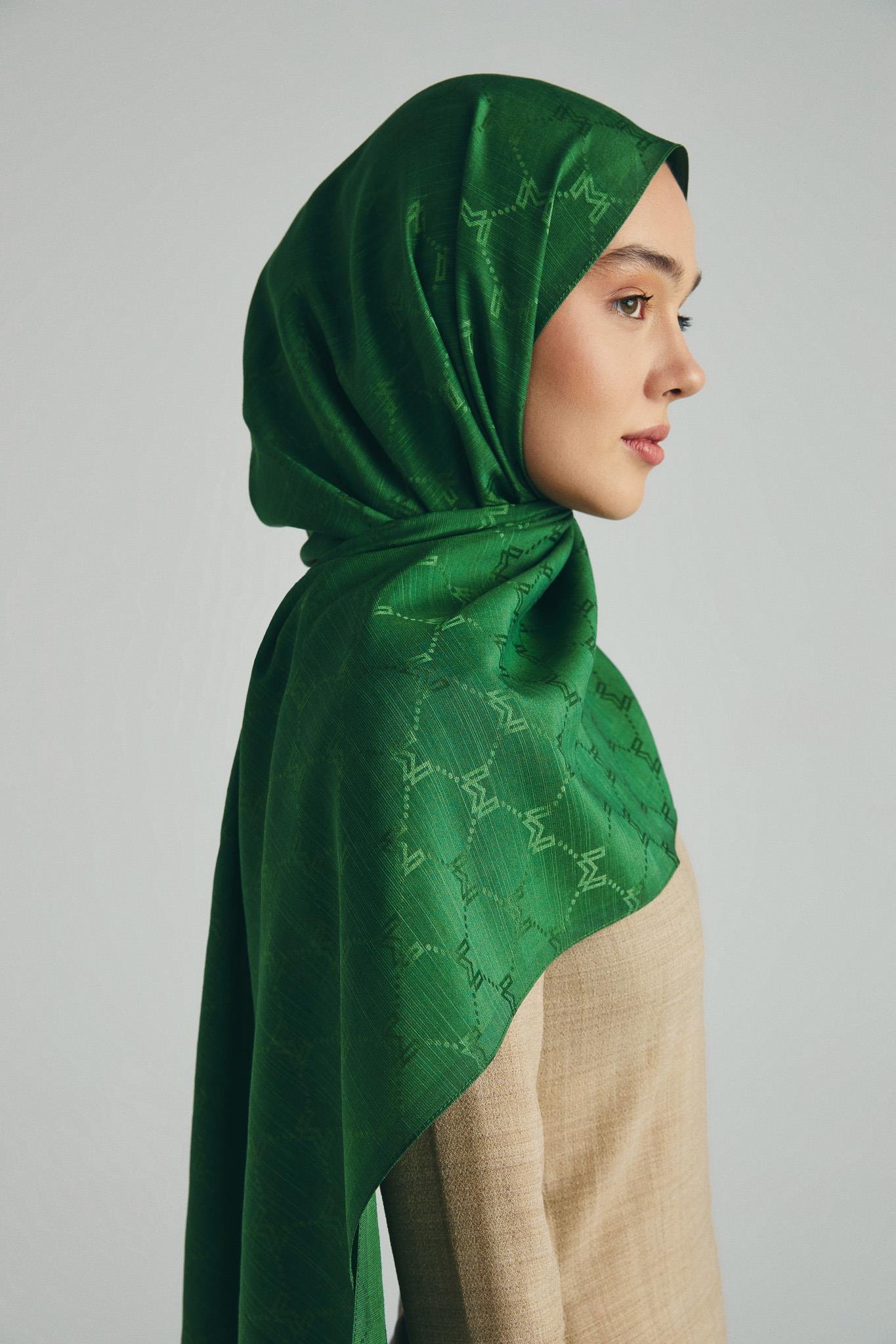NEDA PAMUK İPEK ŞAL 70*190 CM - YEŞİL