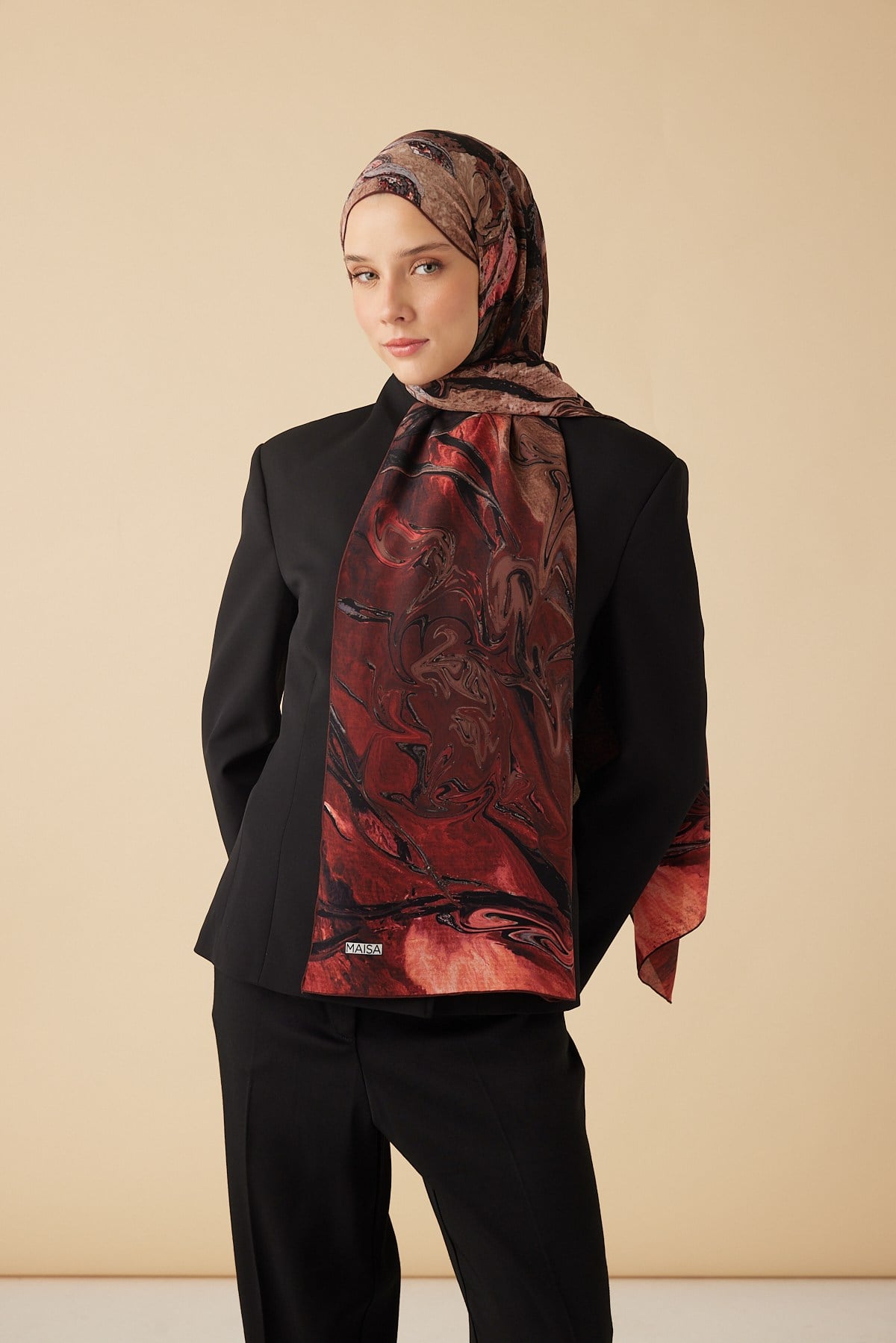 NEFES KREP İPEK ŞAL 70*190 CM - BORDO