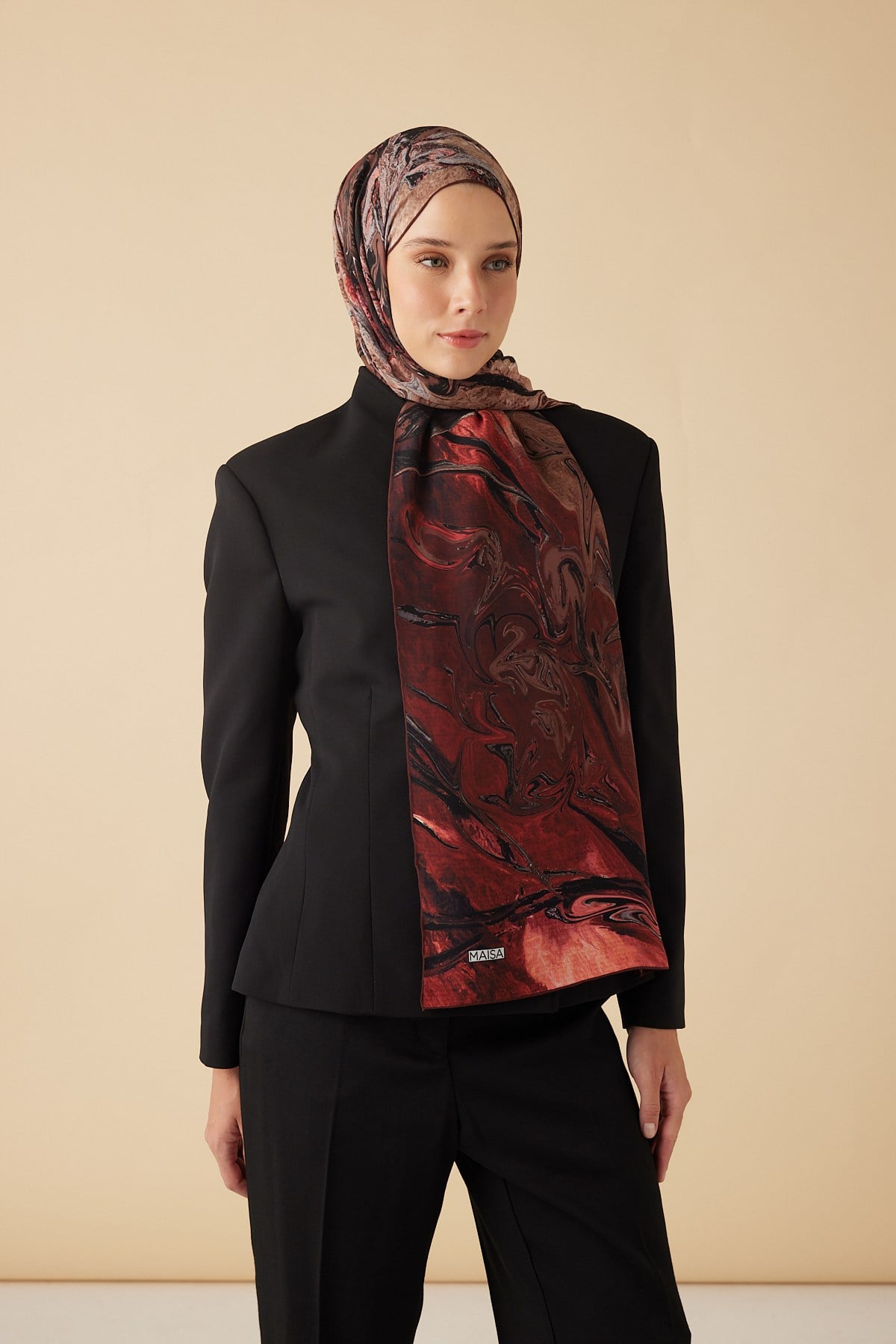 NEFES KREP İPEK ŞAL 70*190 CM - BORDO
