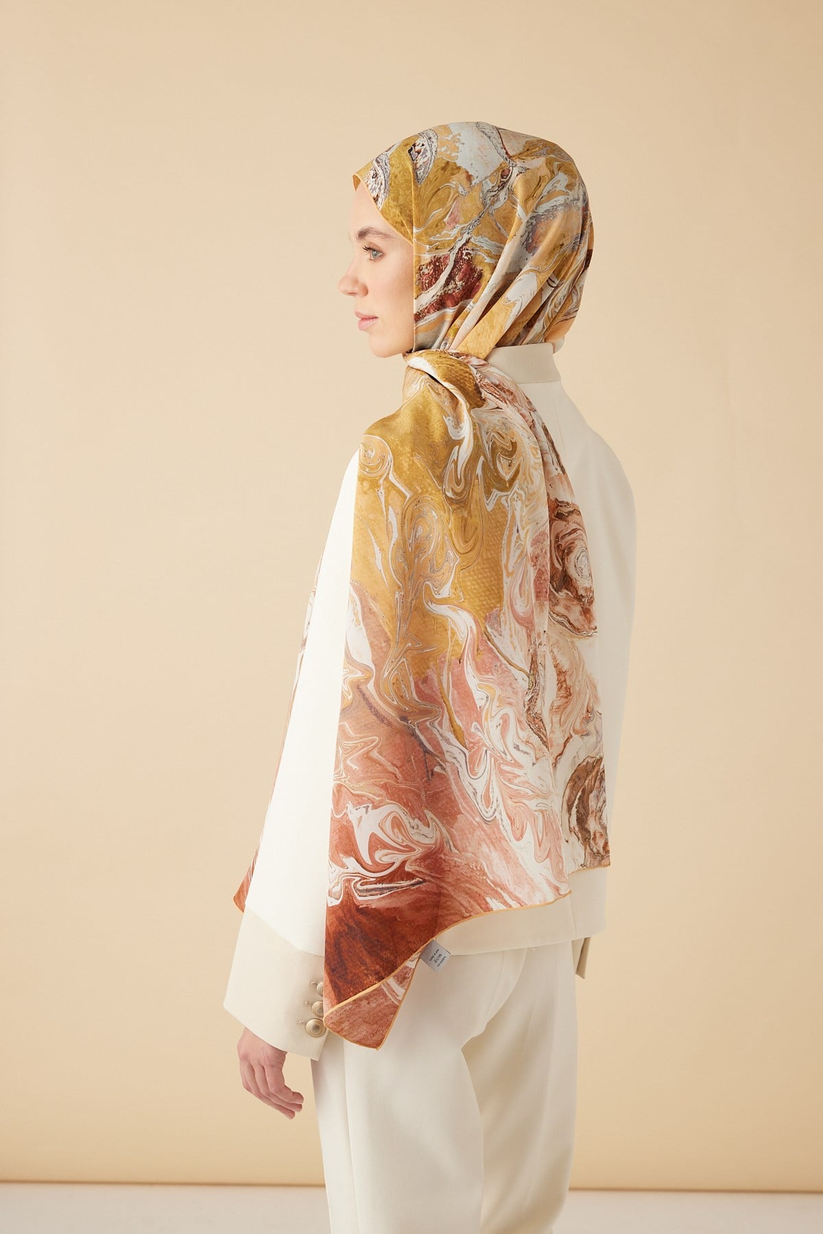 NEFES KREP İPEK ŞAL 70*190 CM - GOLD
