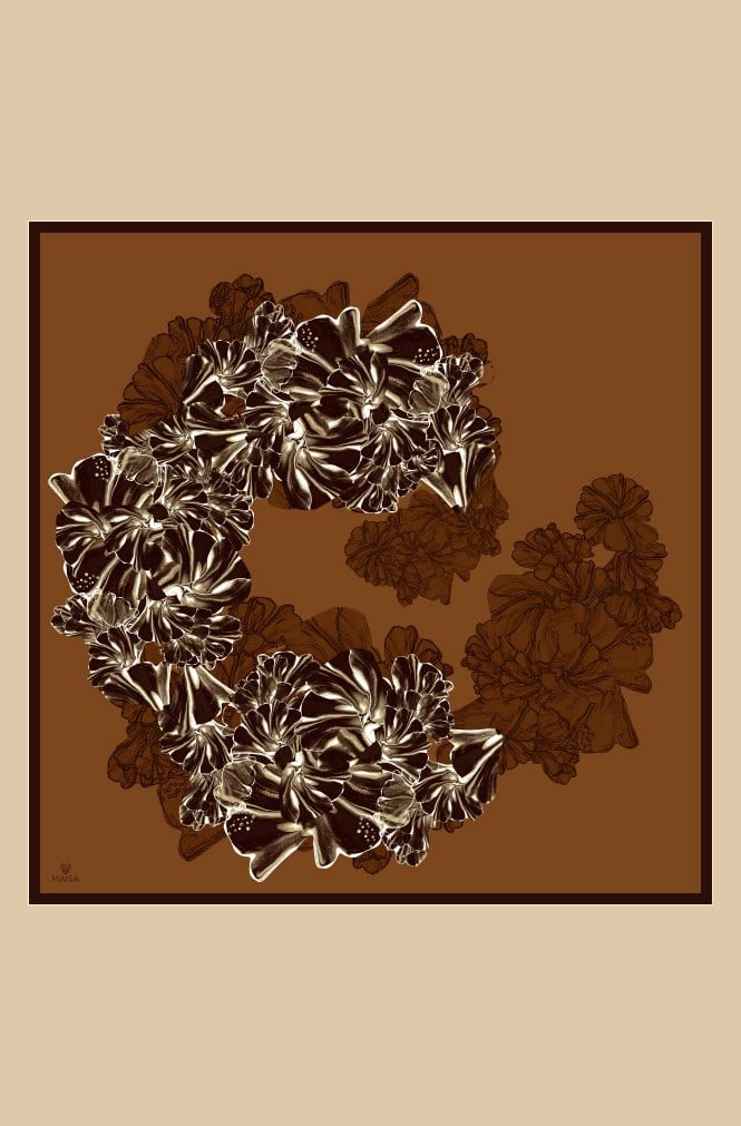 NEŞVE TİVİL İPEK EŞARP 90*90 CM - TABA