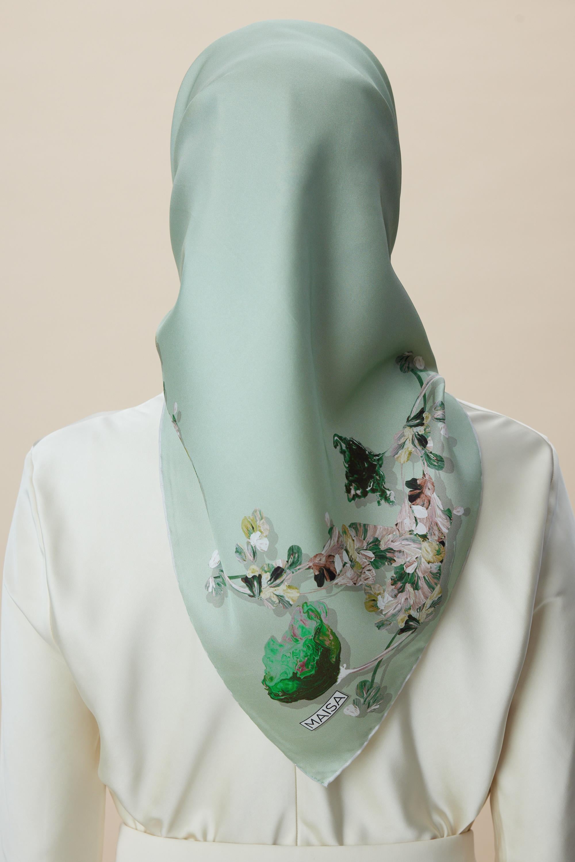 NEVA ÇİFT TARAFLI TİVİL İPEK EŞARP 90*90 CM - KREM PUDRA PEMBE
