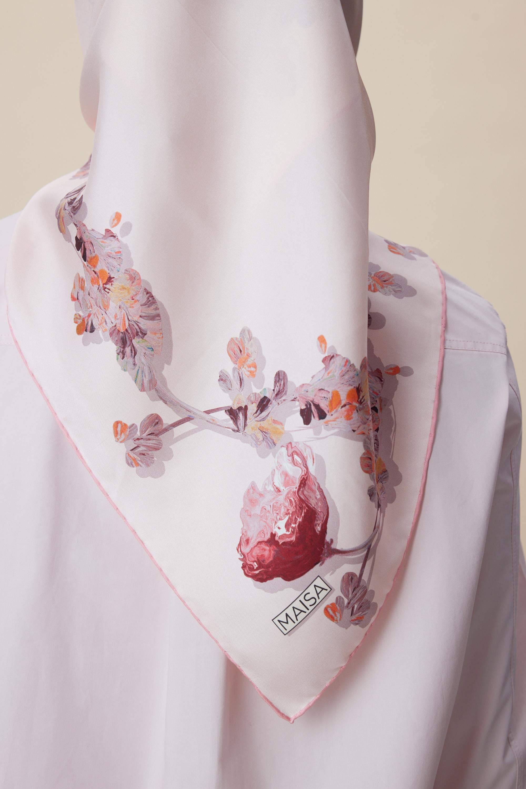 NEVA ÇİFT TARAFLI TİVİL İPEK EŞARP 90*90 CM - PEMBE