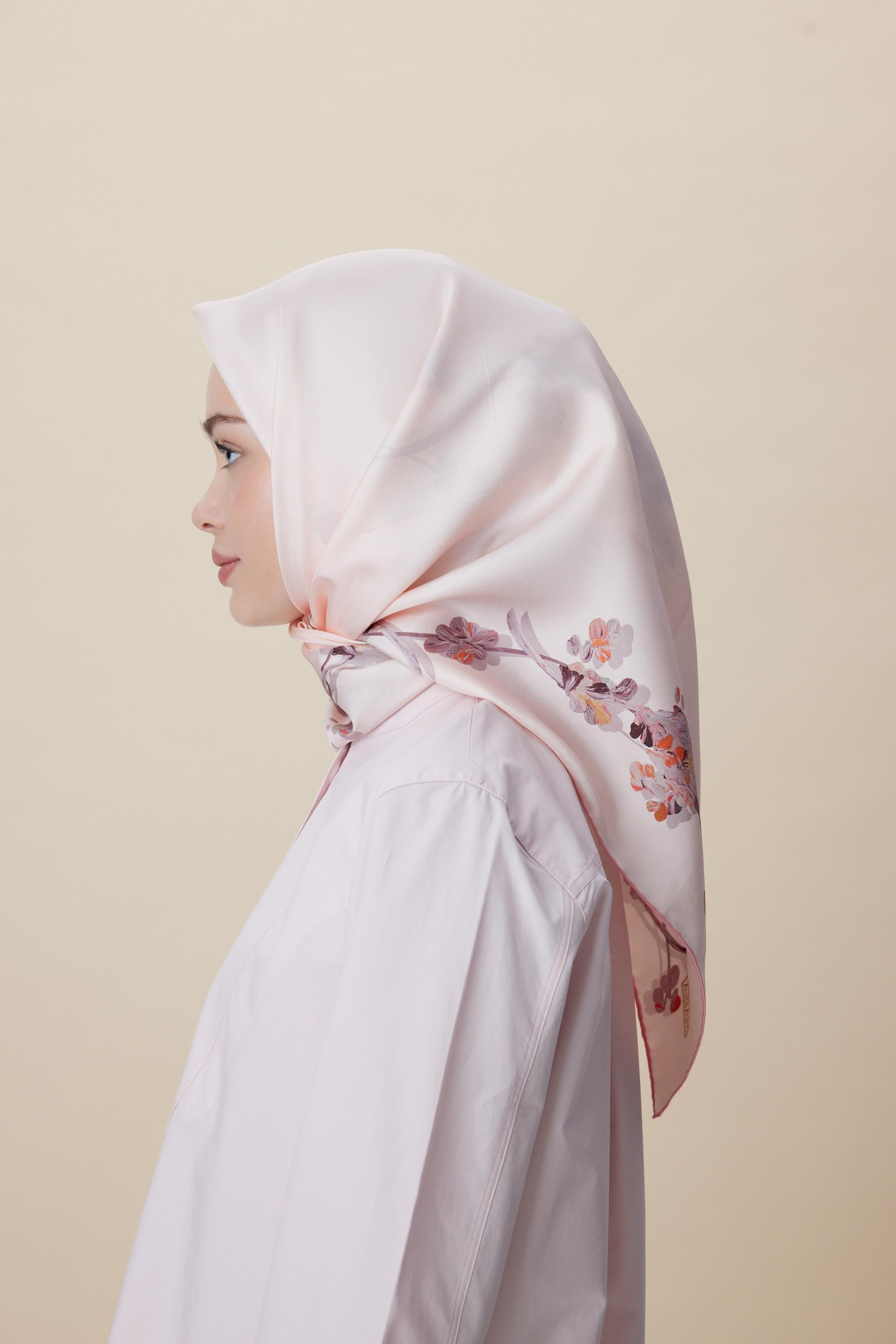 NEVA ÇİFT TARAFLI TİVİL İPEK EŞARP 90*90 CM - PEMBE