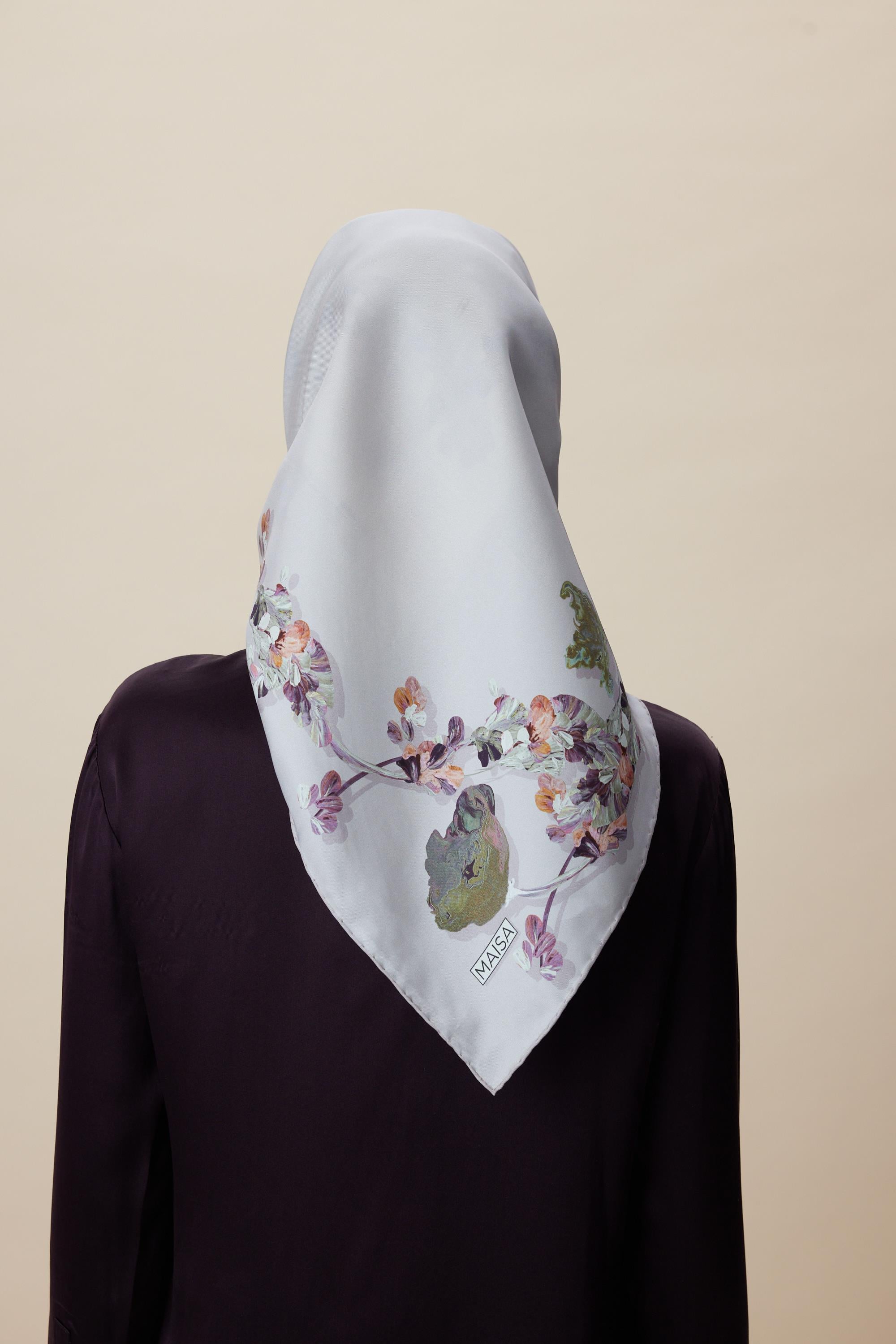 NEVA ÇİFT TARAFLI TİVİL İPEK EŞARP 90*90 CM - KREM PUDRA PEMBE
