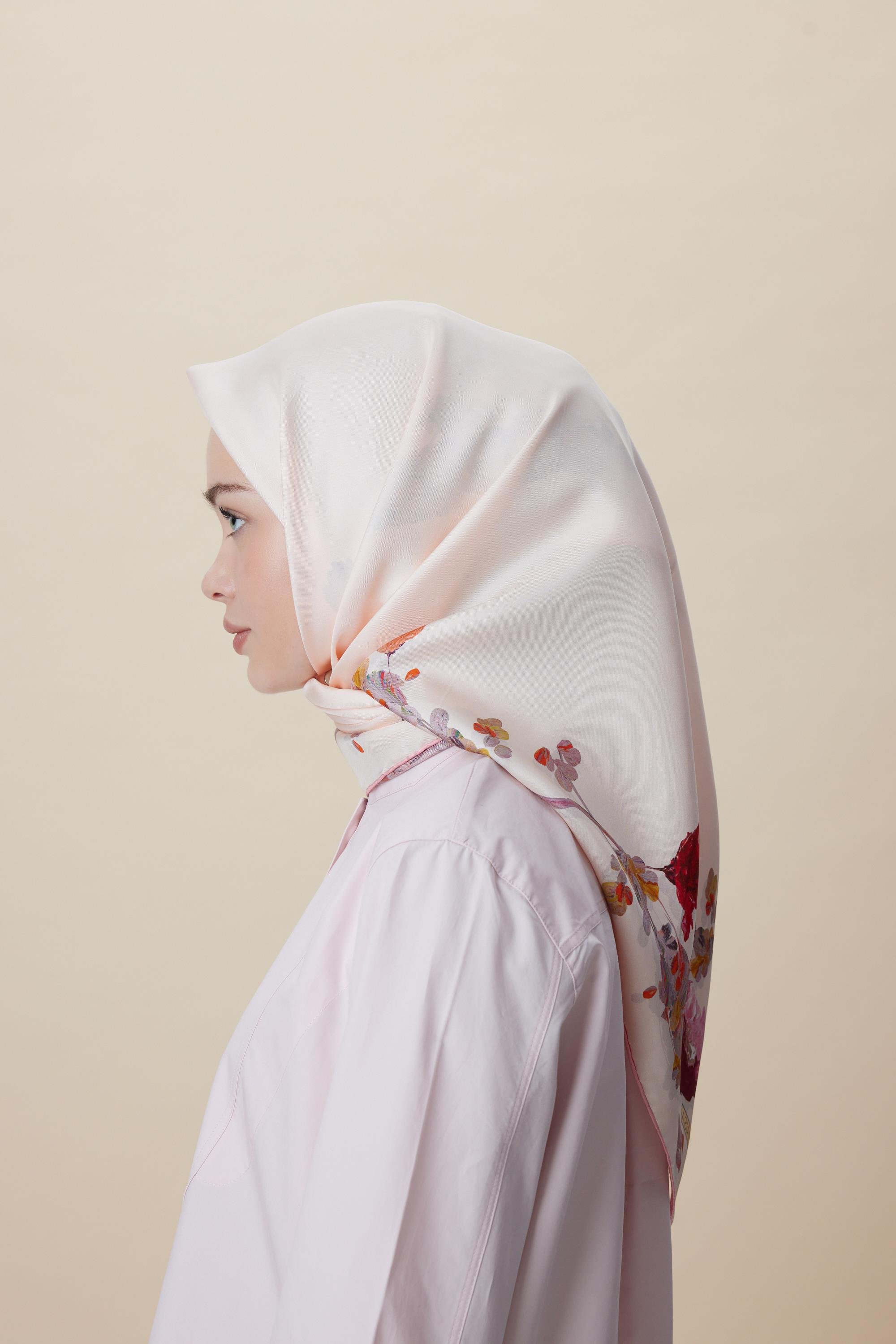 NEVA ÇİFT TARAFLI TİVİL İPEK EŞARP 90*90 CM - PEMBE