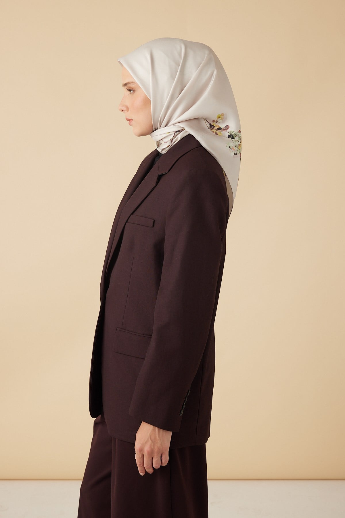 NEVA TİVİL İPEK EŞARP 90*90 CM - GÜL KURUSU