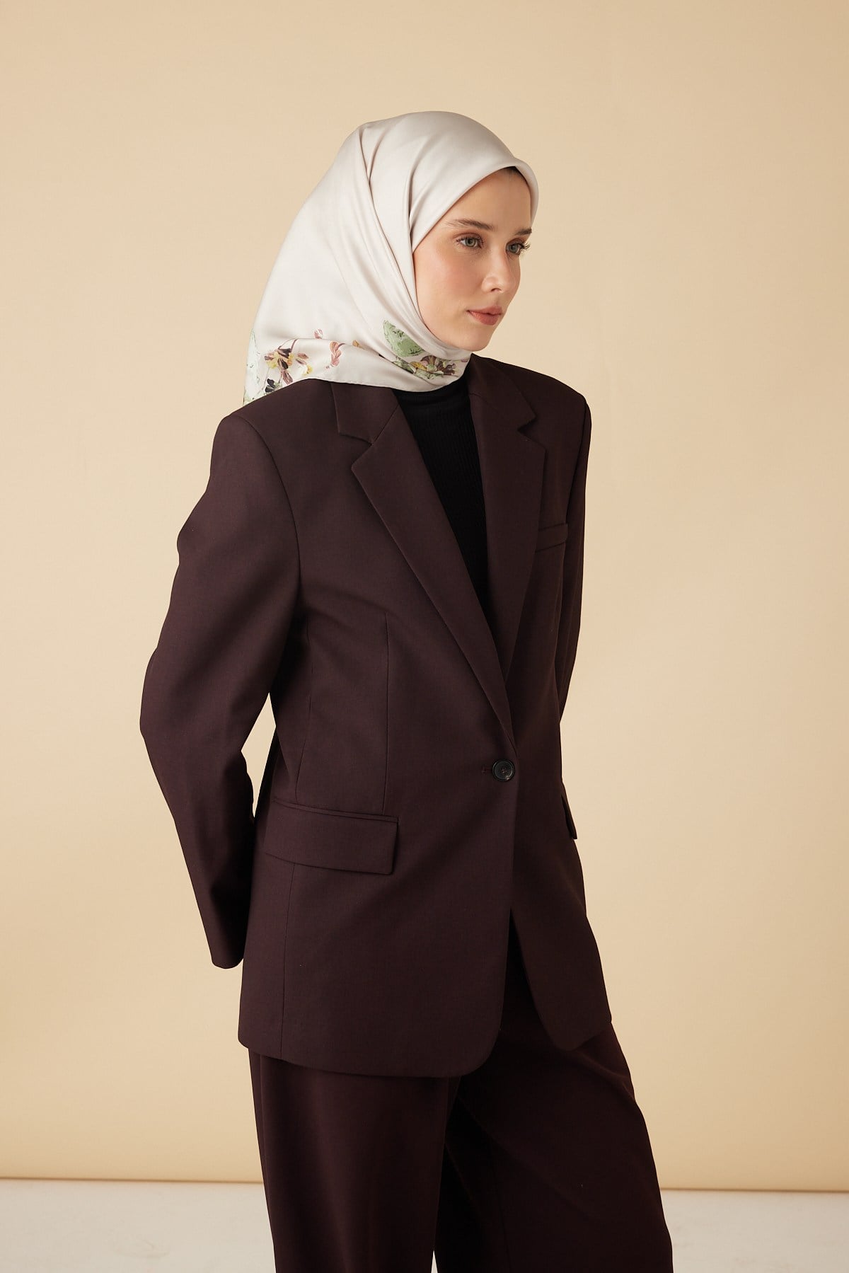 NEVA TİVİL İPEK EŞARP 90*90 CM - GÜL KURUSU
