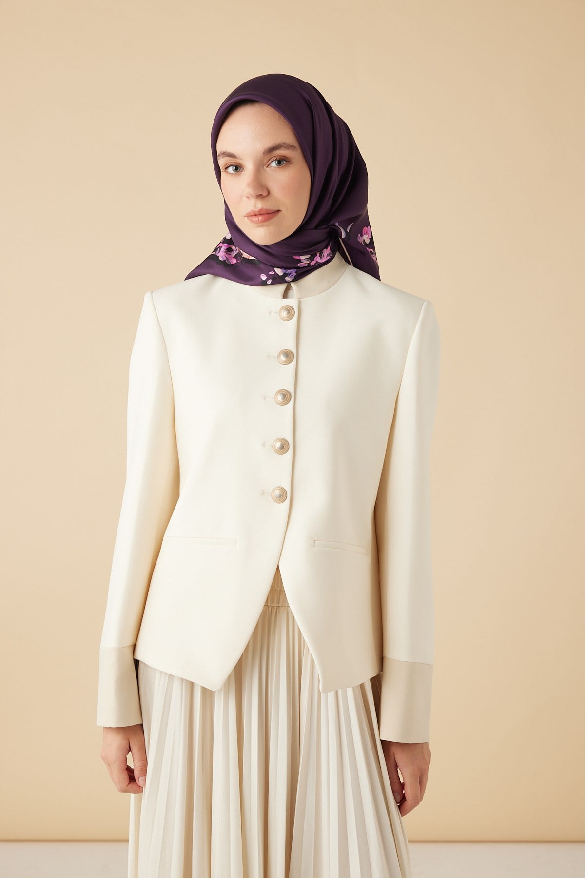 NEVA TİVİL İPEK EŞARP 90*90 CM - MOR