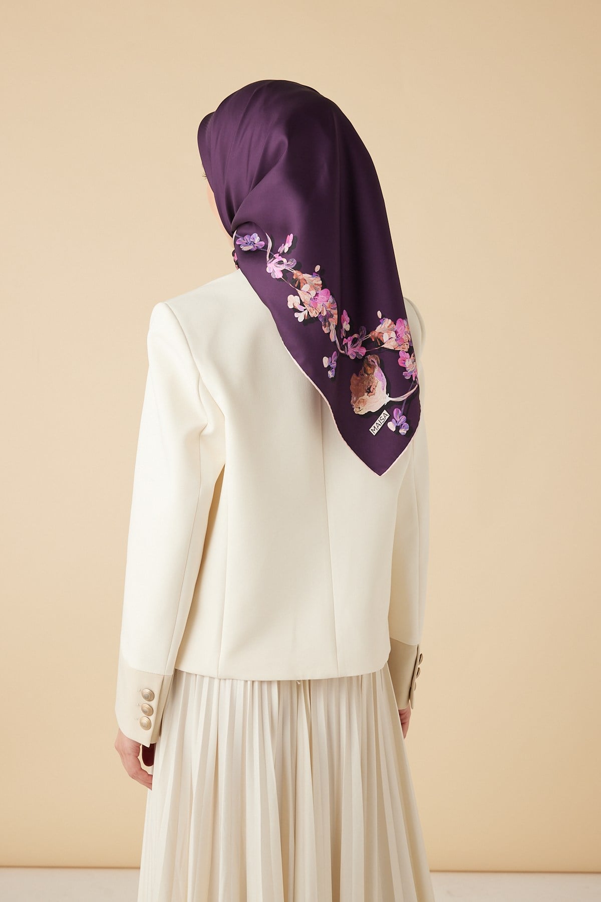 NEVA TİVİL İPEK EŞARP 90*90 CM - MOR