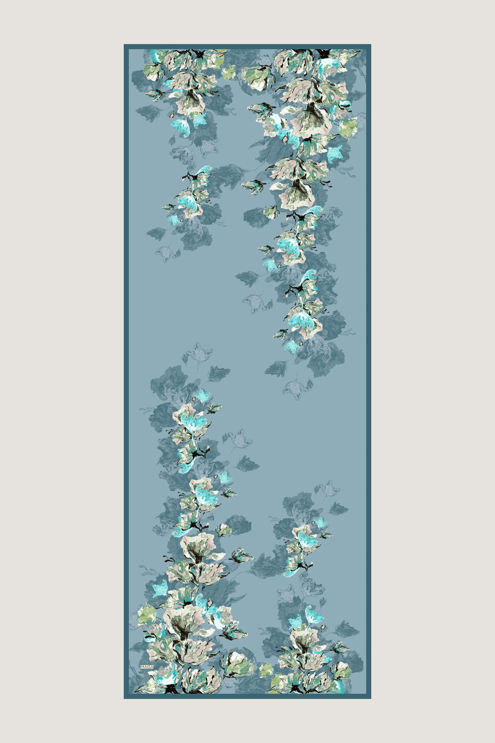 NEVBAHAR KREP İPEK ŞAL 70*190 CM - AÇIK MAVİ