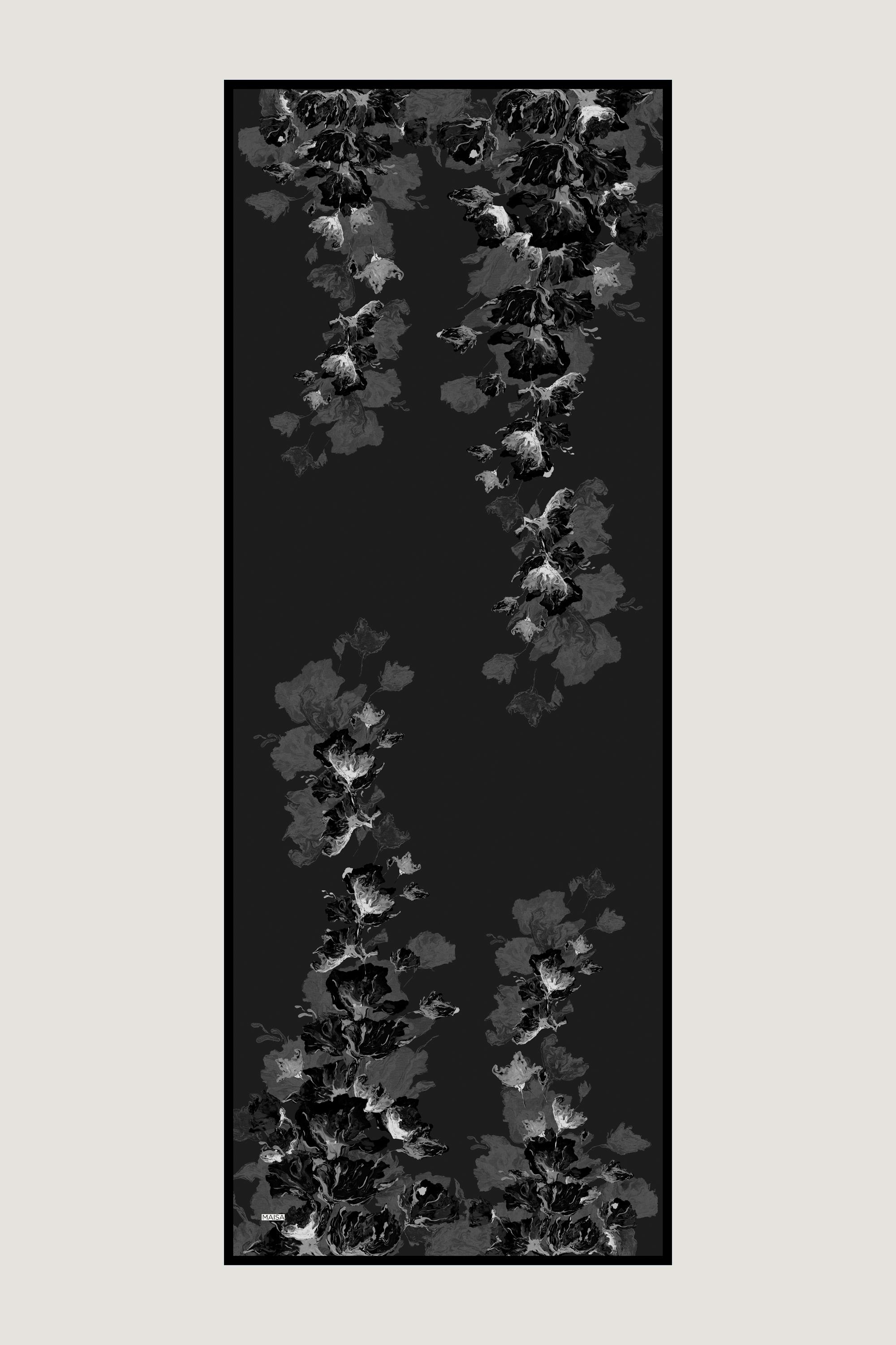 NEVBAHAR KREP İPEK ŞAL 70*190 CM - KOYU GRİ