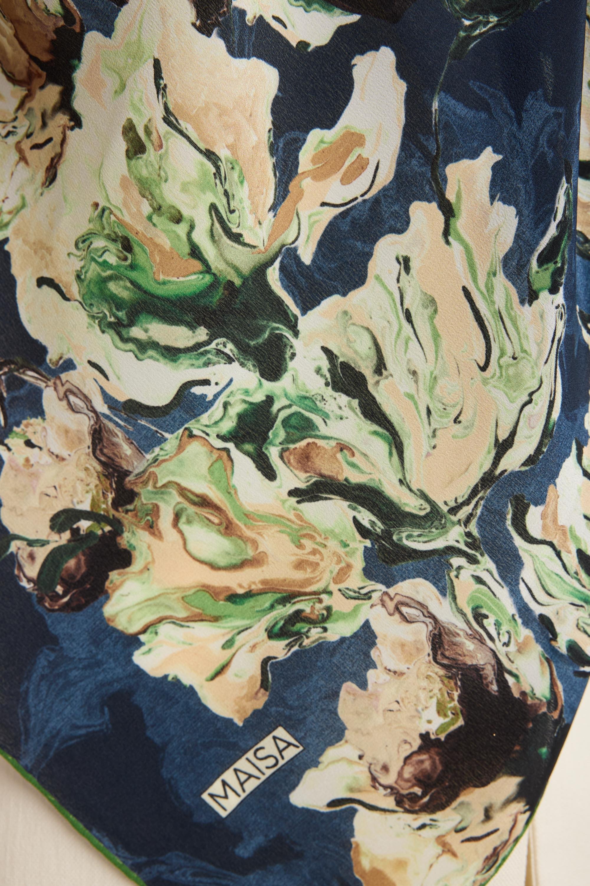 NEVBAHAR KREP İPEK ŞAL 70*190 CM - LACİVERT