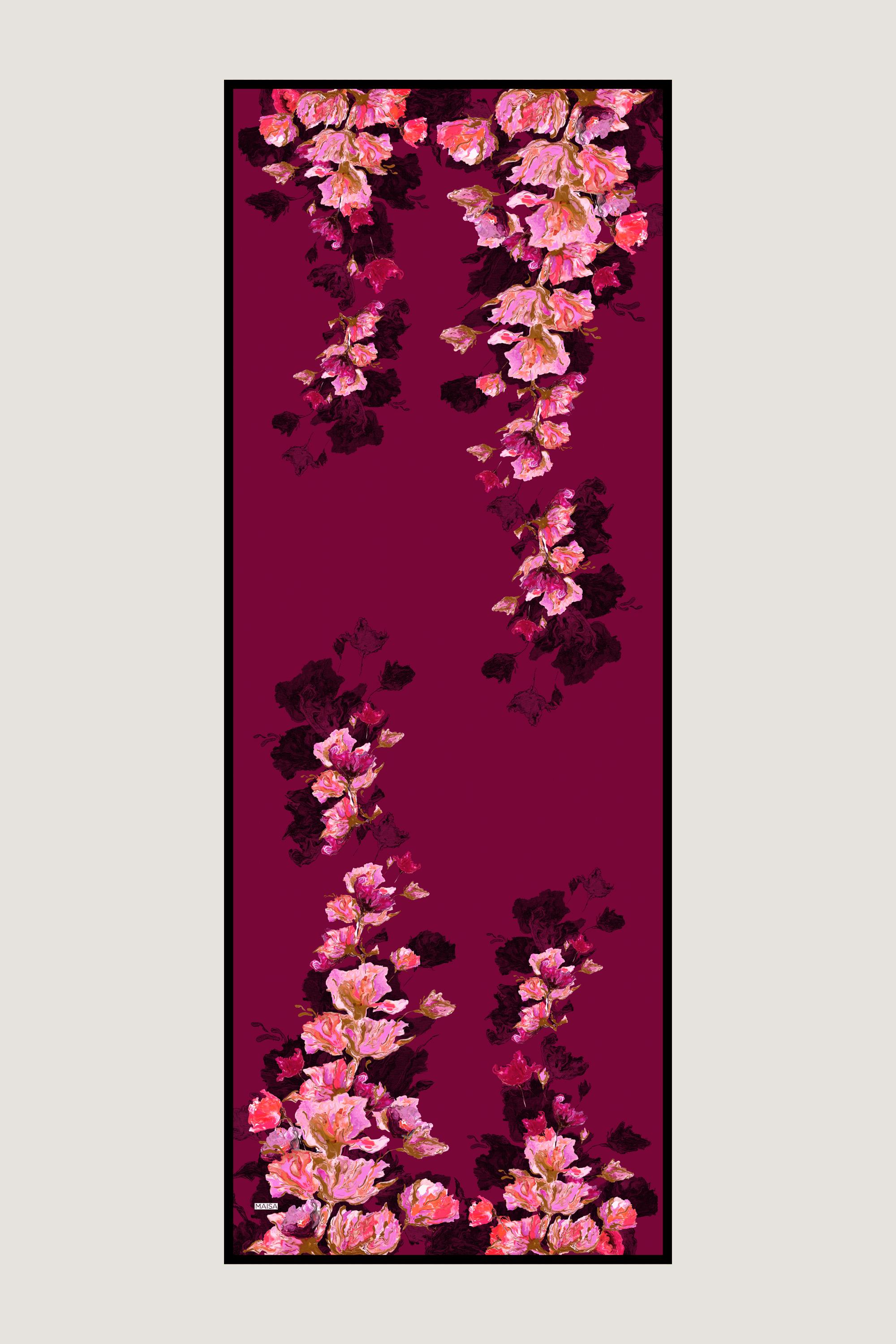 NEVBAHAR KREP İPEK ŞAL 70*190 CM - MÜRDÜM