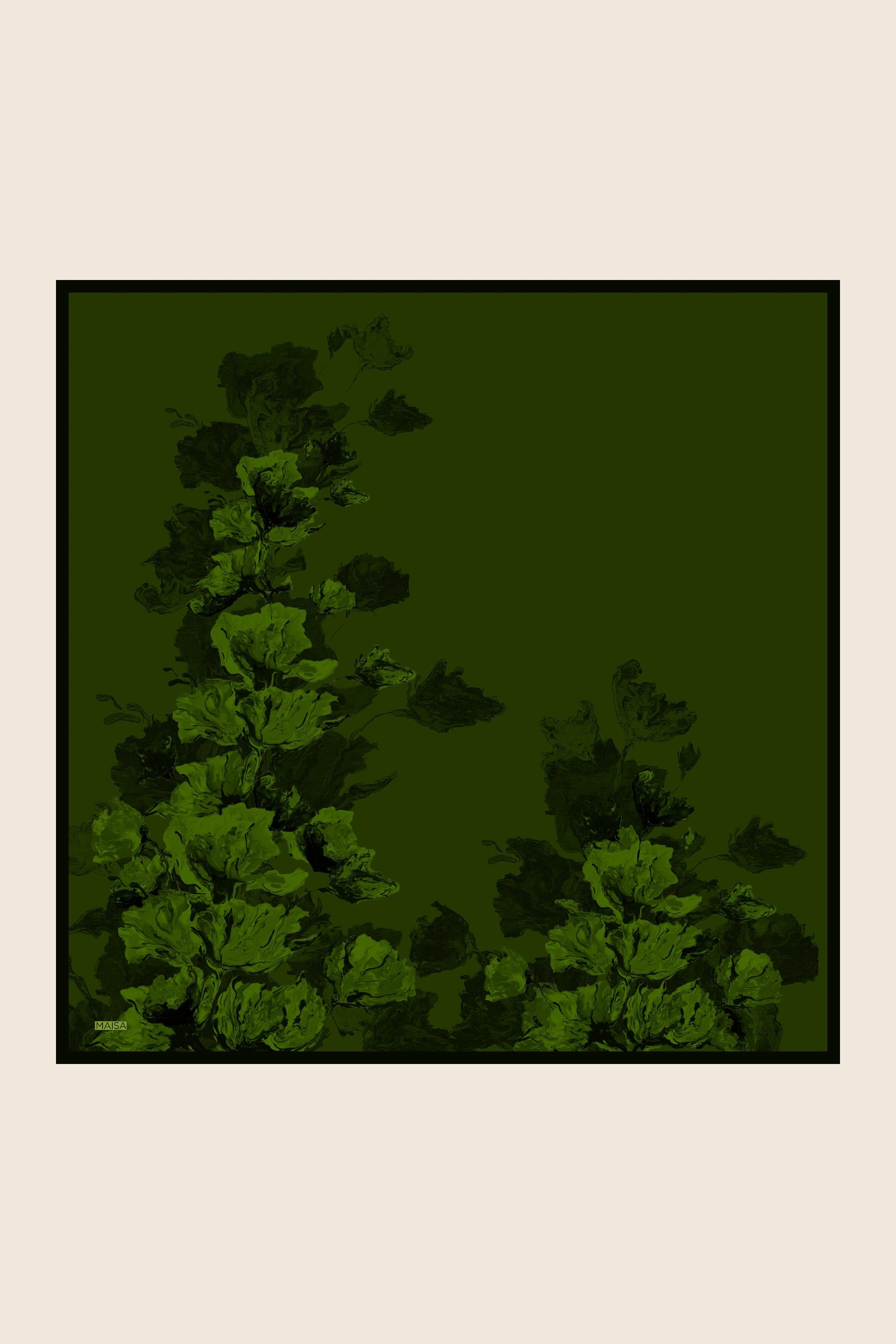 NEVBAHAR TİVİL İPEK EŞARP 90*90 CM - KOYU YEŞİL