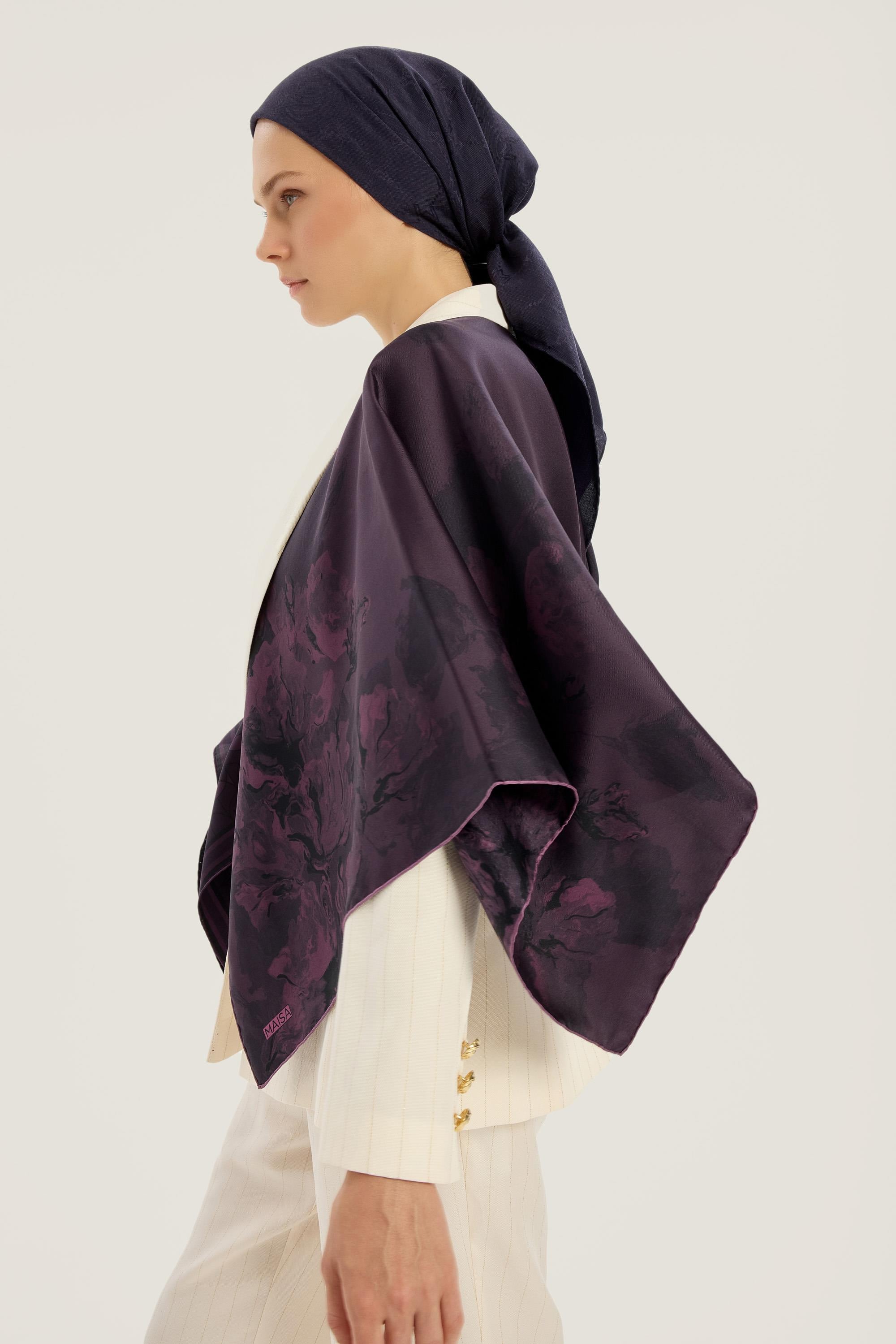 NEVBAHAR TİVİL İPEK EŞARP 90*90 CM - MÜRDÜM
