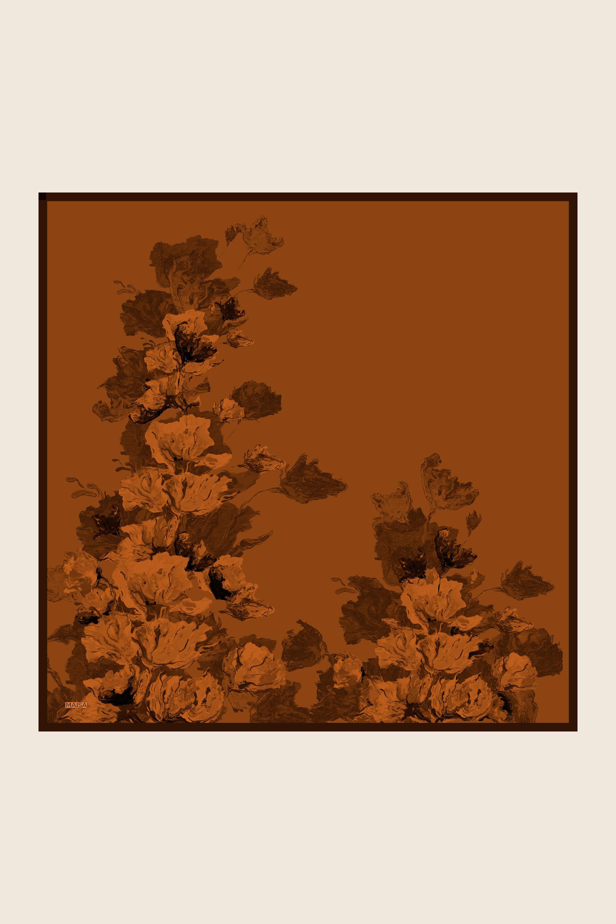 NEVBAHAR TİVİL İPEK EŞARP 90*90 CM - TABA
