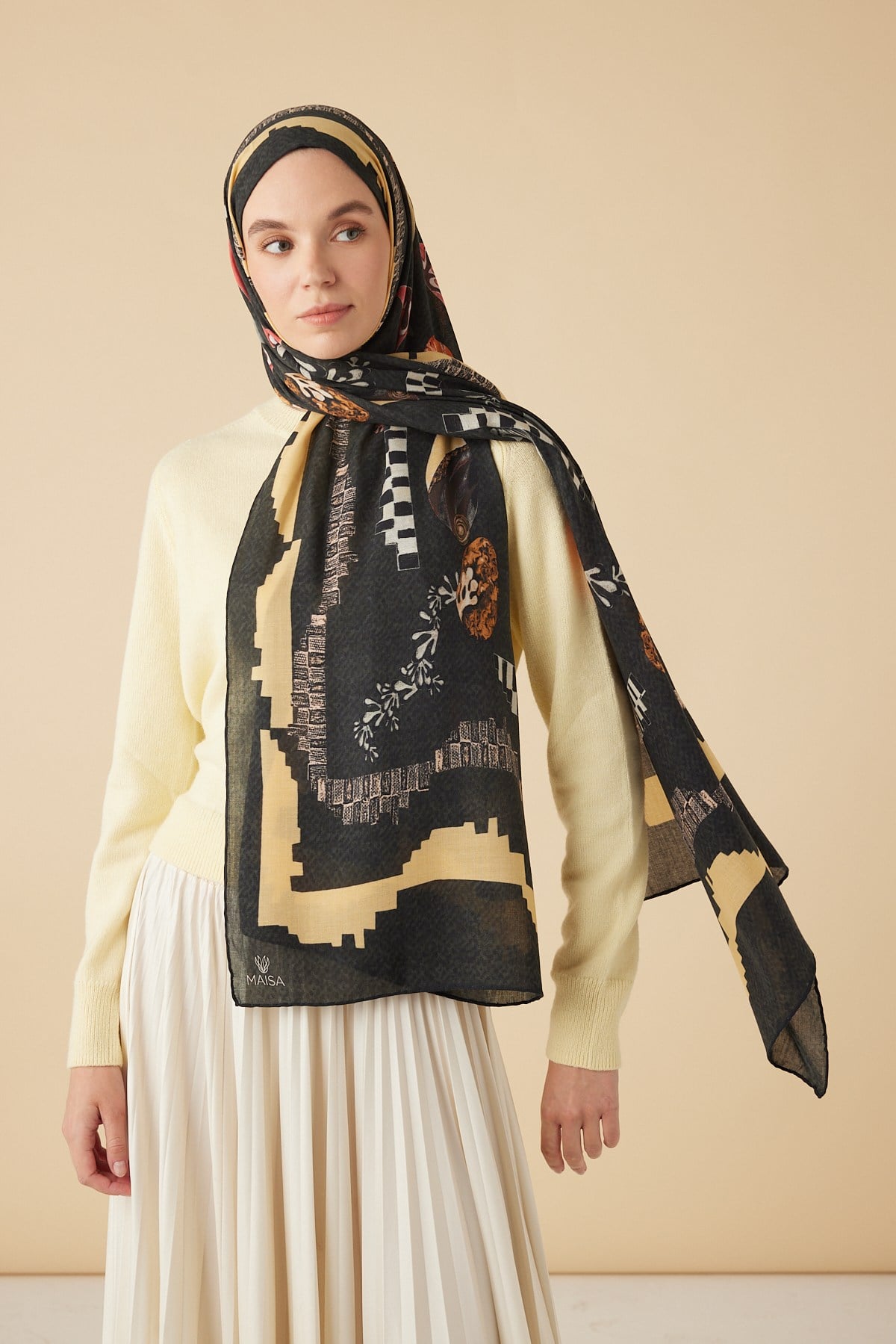 NÜVE YÜN MODAL ŞAL 70*200 CM - SİYAH