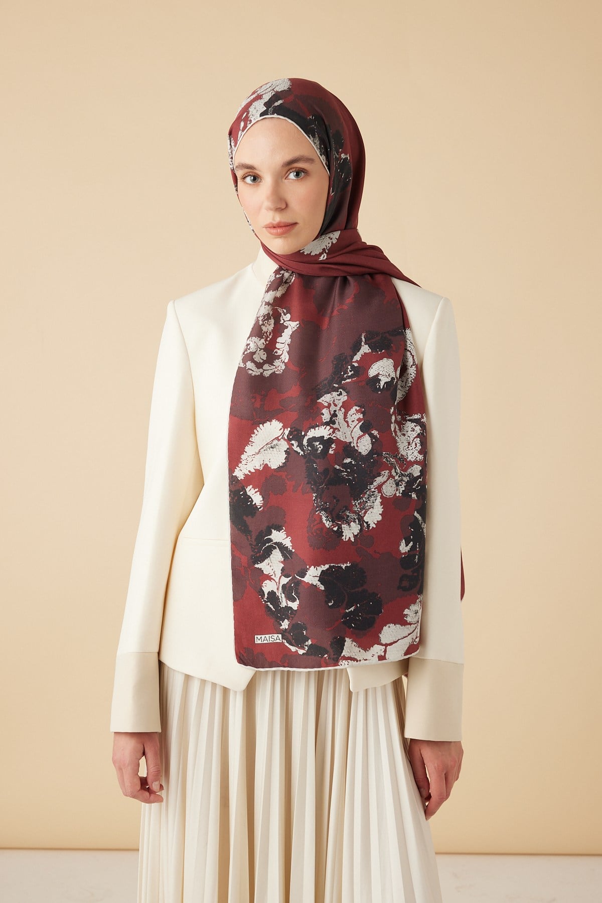 PEYKAN PAMUK İPEK ŞAL 70*190 CM - BORDO