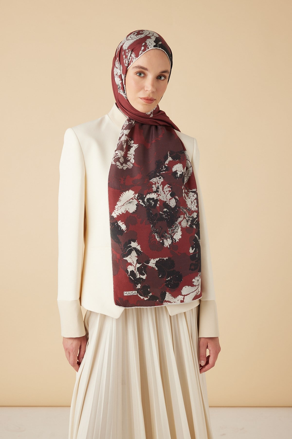 PEYKAN PAMUK İPEK ŞAL 70*190 CM - BORDO