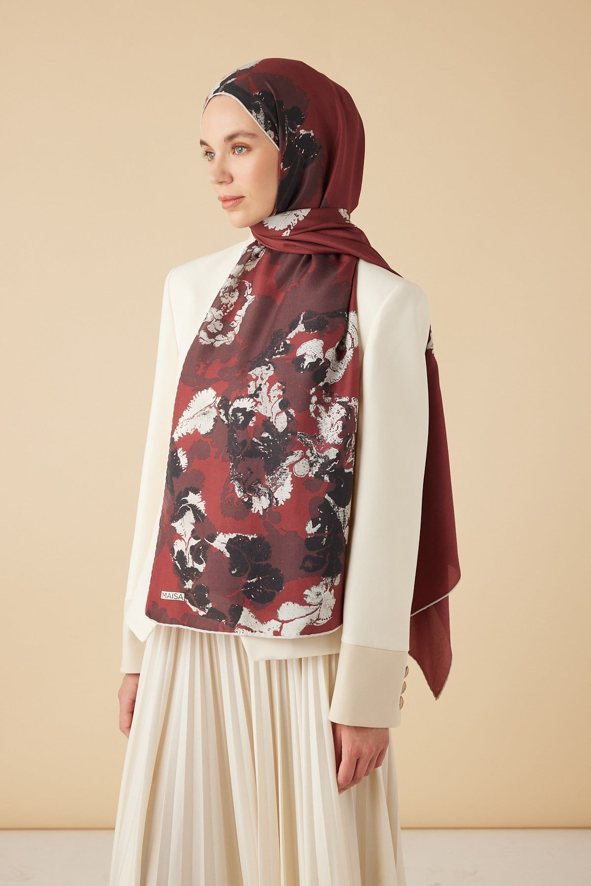 PEYKAN PAMUK İPEK ŞAL 70*190 CM - BORDO