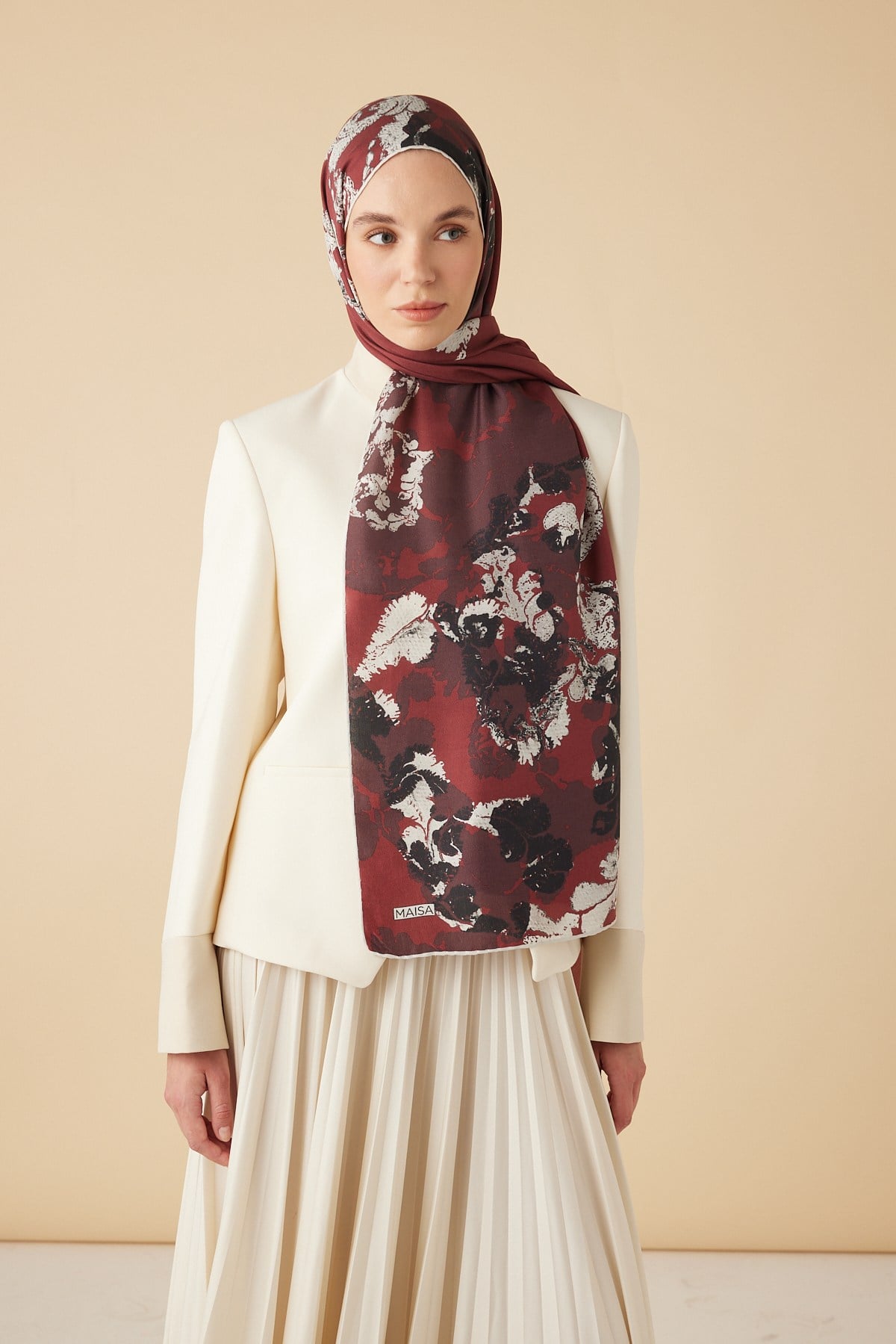 PEYKAN PAMUK İPEK ŞAL 70*190 CM - BORDO