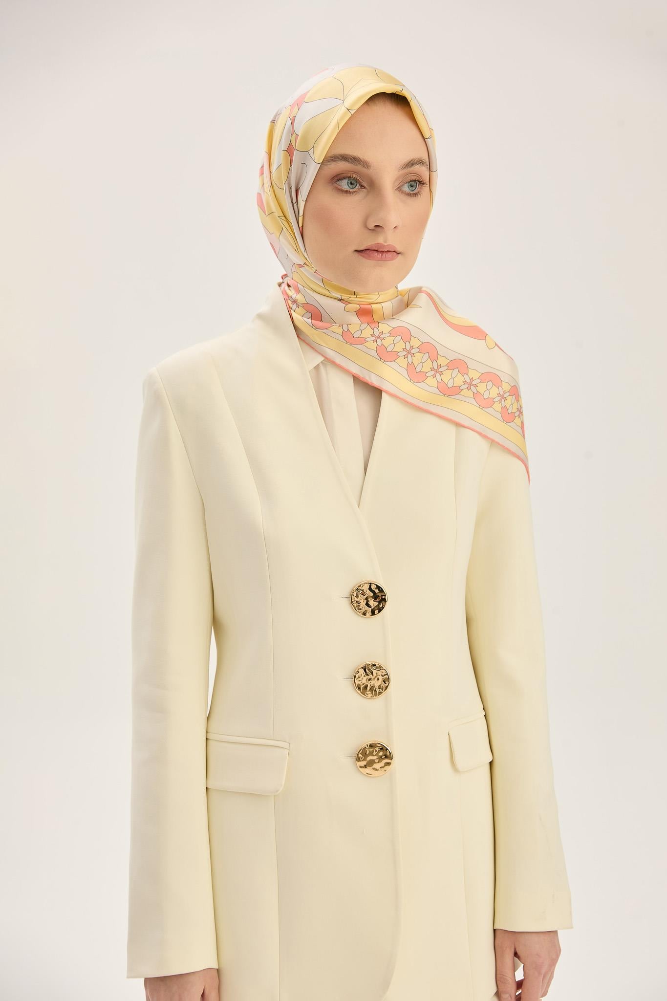 RANA TİVİL İPEK EŞARP 90*90 CM - SARI