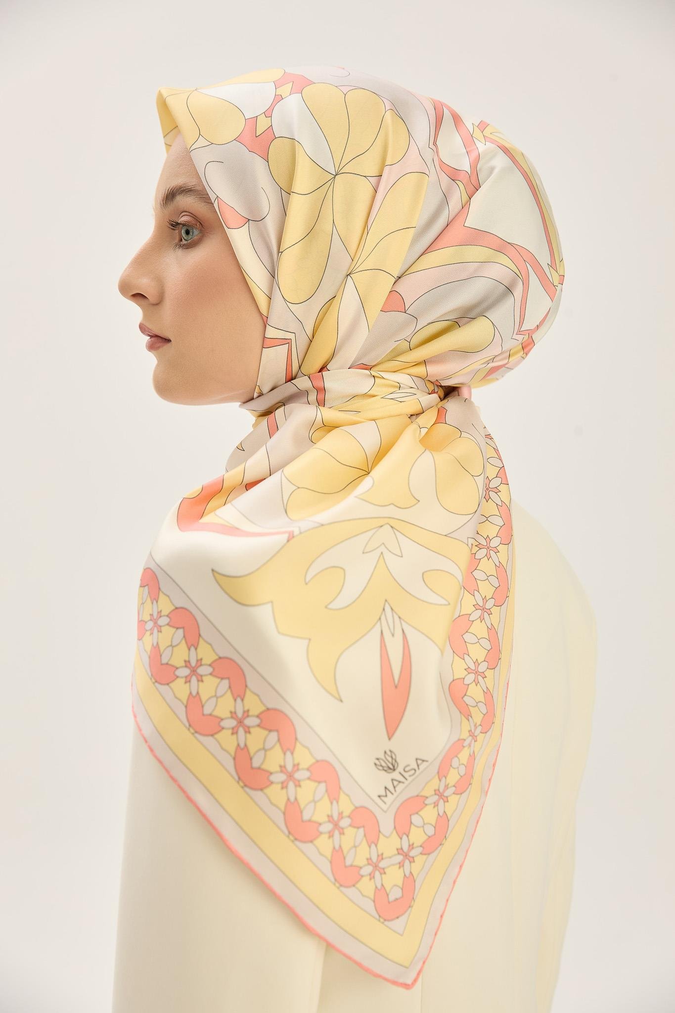 RANA TİVİL İPEK EŞARP 90*90 CM - SARI