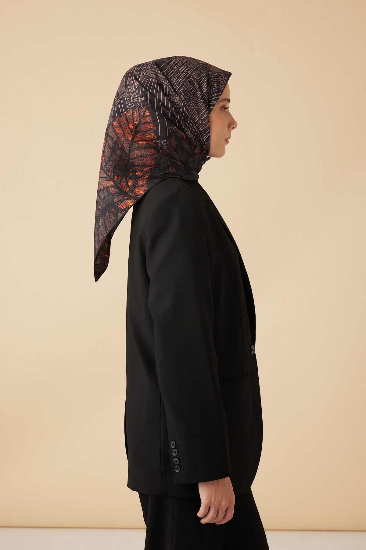 RAVZA MULBERRY İPEK EŞARP 90*90 CM - ACI KAHVE