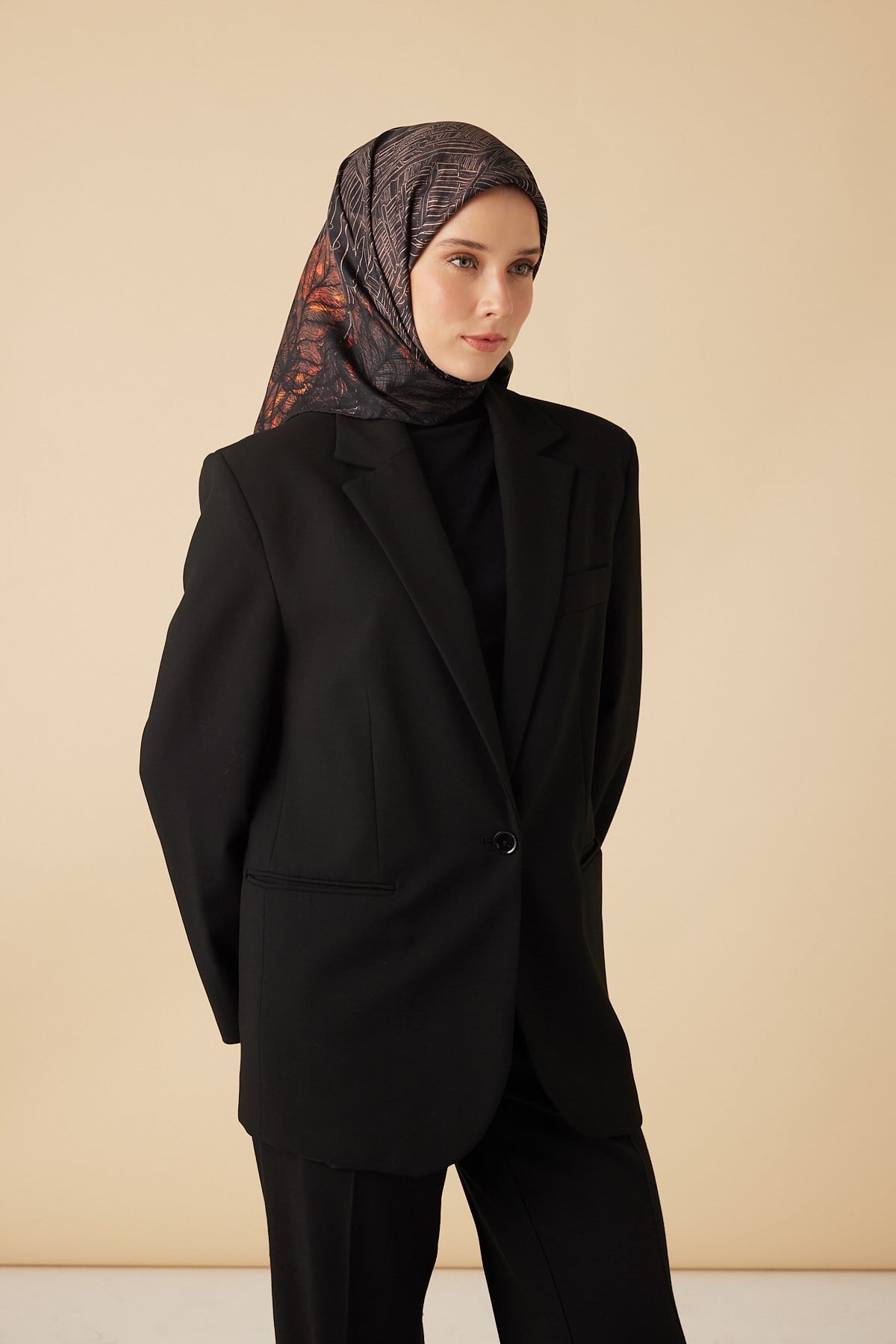 RAVZA MULBERRY İPEK EŞARP 90*90 CM - ACI KAHVE