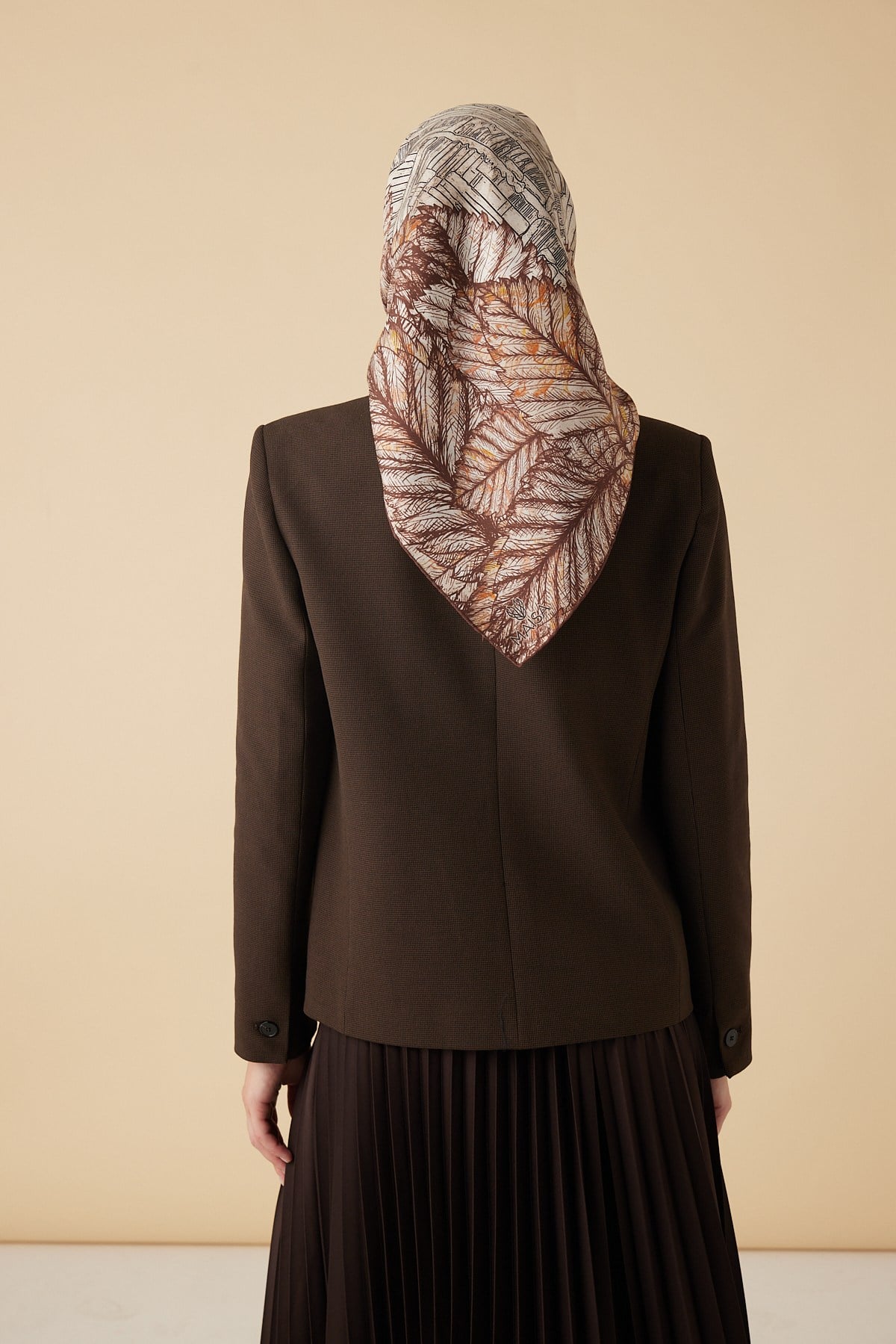 RAVZA MULBERRY İPEK EŞARP 90*90 CM - BEJ