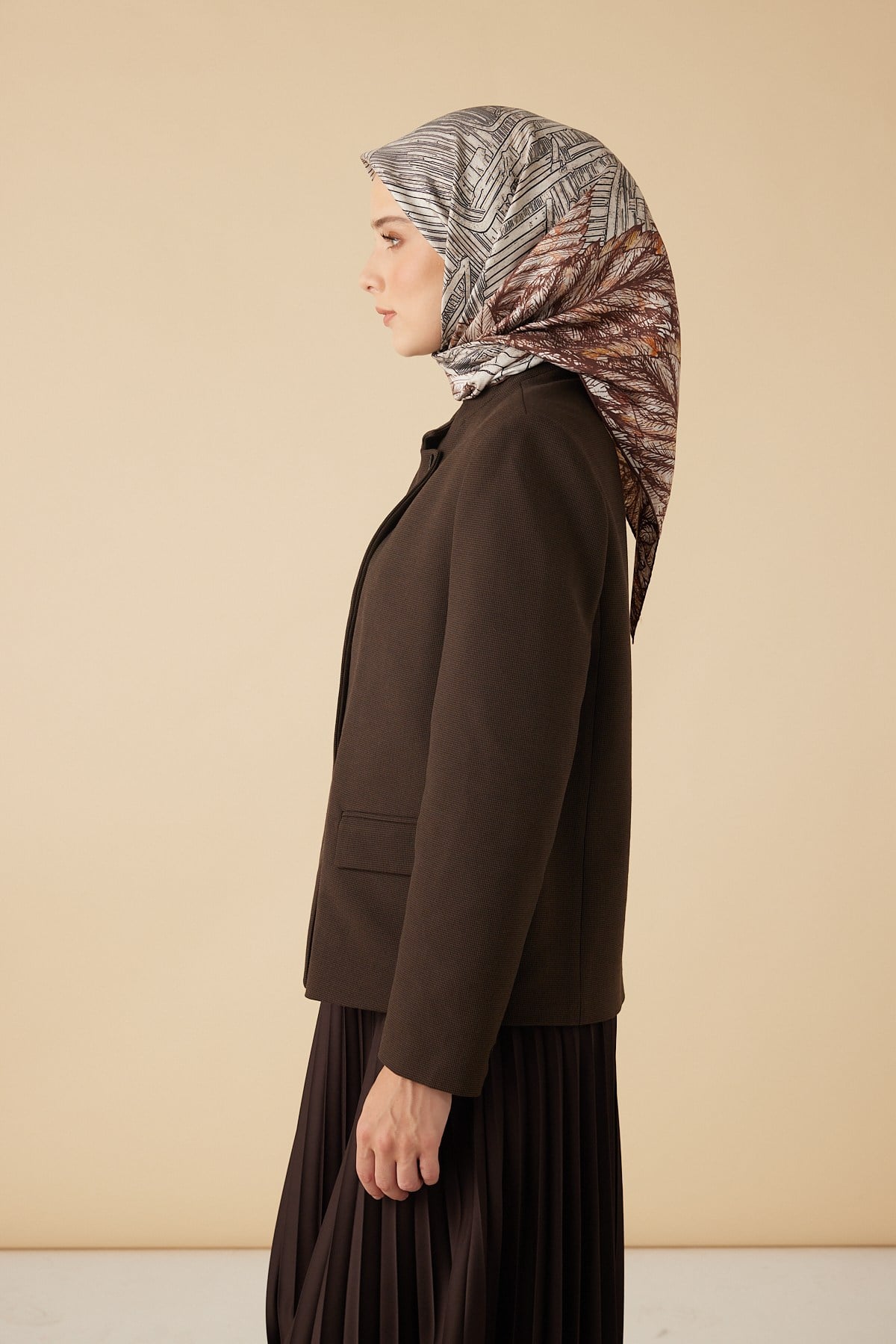 RAVZA MULBERRY İPEK EŞARP 90*90 CM - BEJ