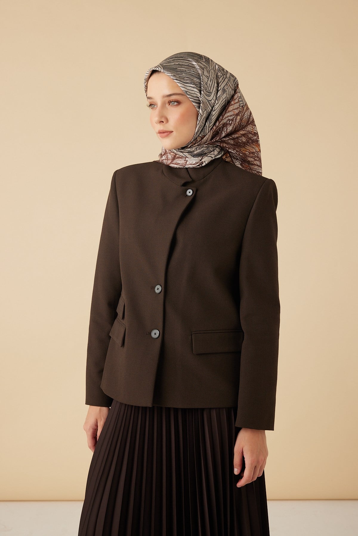 RAVZA MULBERRY İPEK EŞARP 90*90 CM - BEJ
