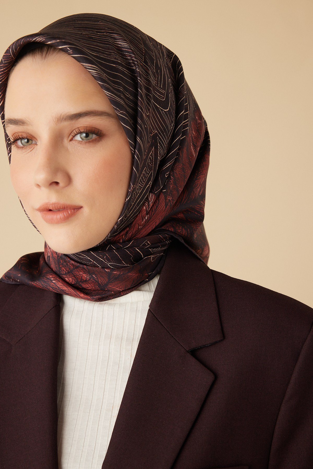 RAVZA MULBERRY İPEK EŞARP 90*90 CM - BORDO