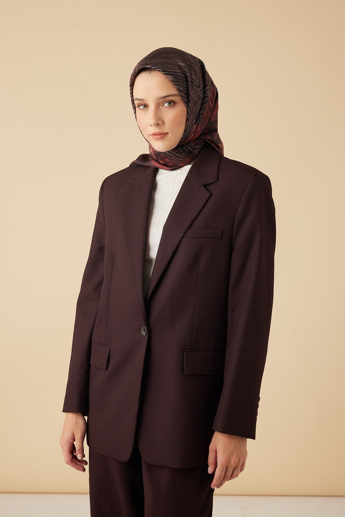 RAVZA MULBERRY İPEK EŞARP 90*90 CM - BORDO