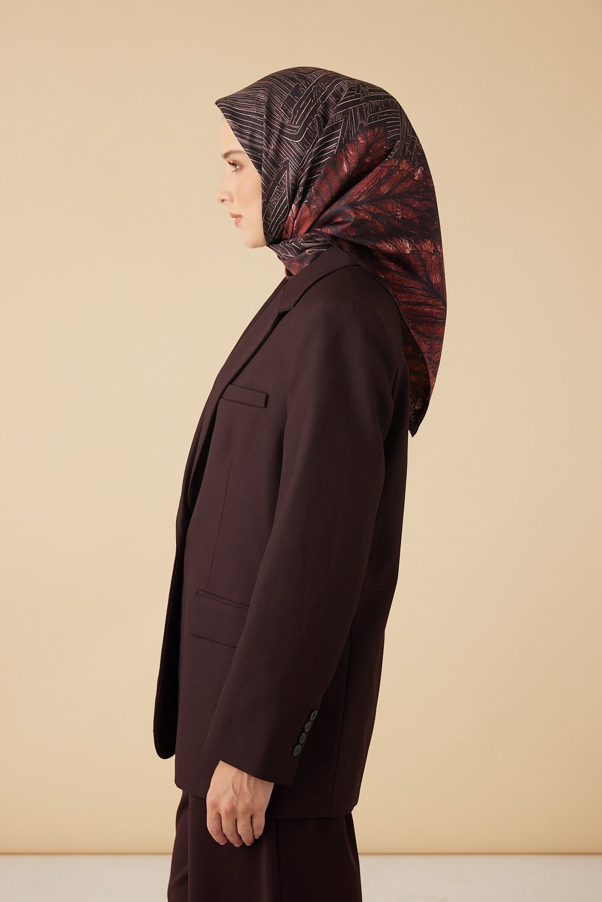 RAVZA MULBERRY İPEK EŞARP 90*90 CM - BORDO