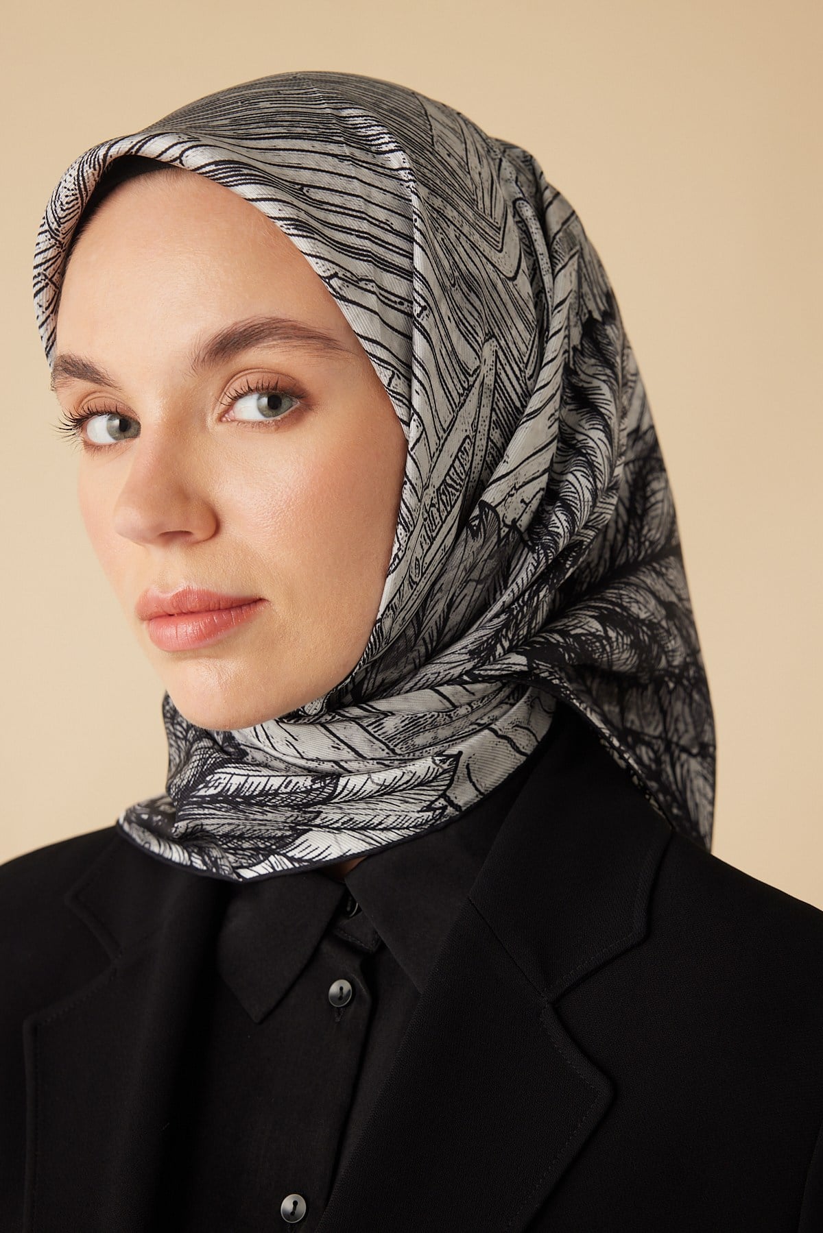 RAVZA MULBERRY İPEK EŞARP 90*90 CM - GRİ