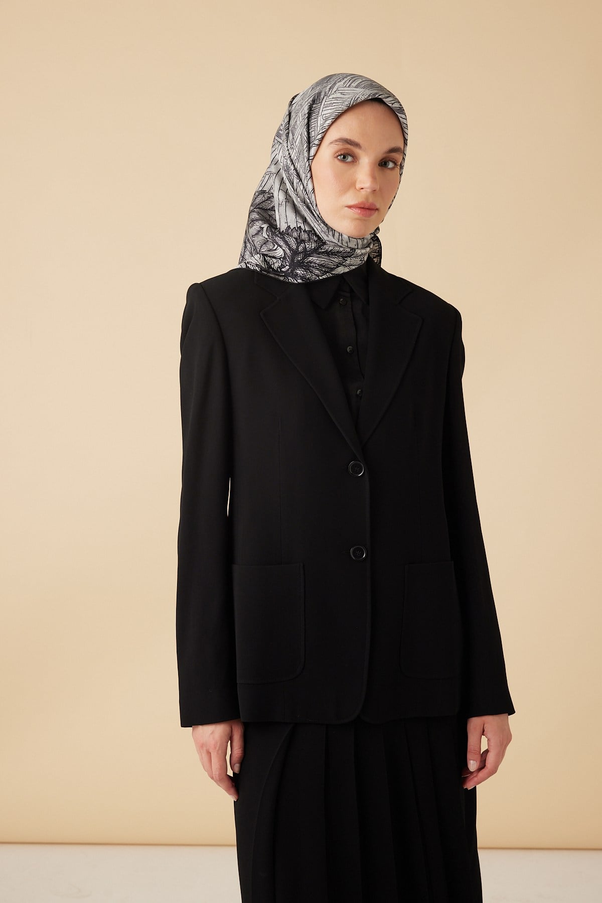 RAVZA MULBERRY İPEK EŞARP 90*90 CM - GRİ