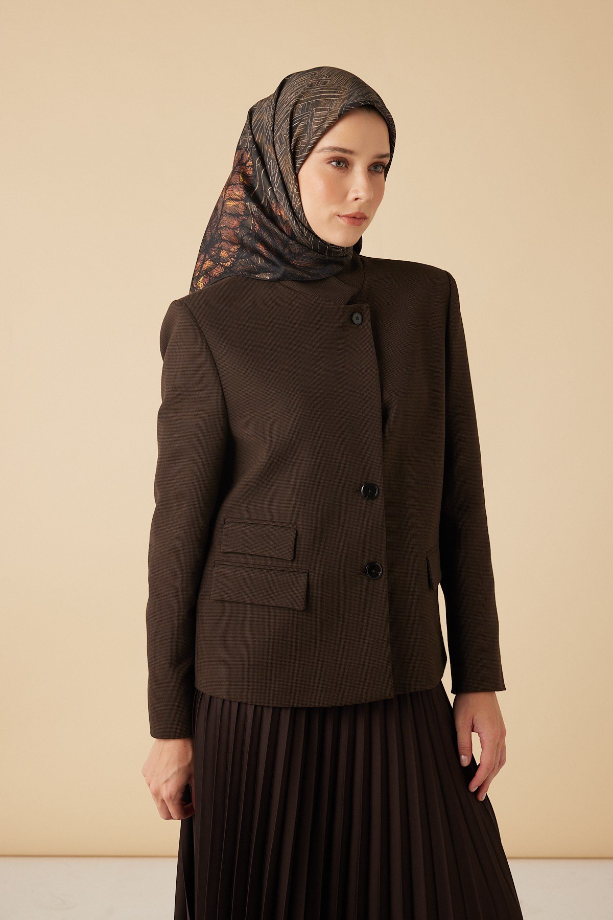 RAVZA MULBERRY İPEK EŞARP 90*90 CM - HAKİ