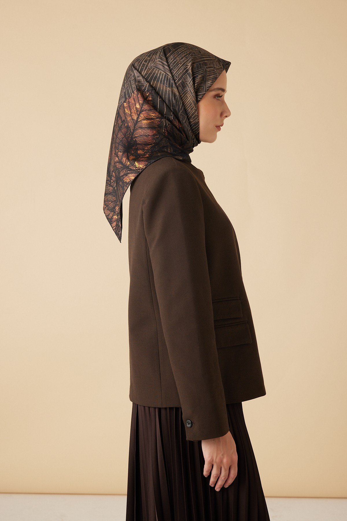 RAVZA MULBERRY İPEK EŞARP 90*90 CM - HAKİ
