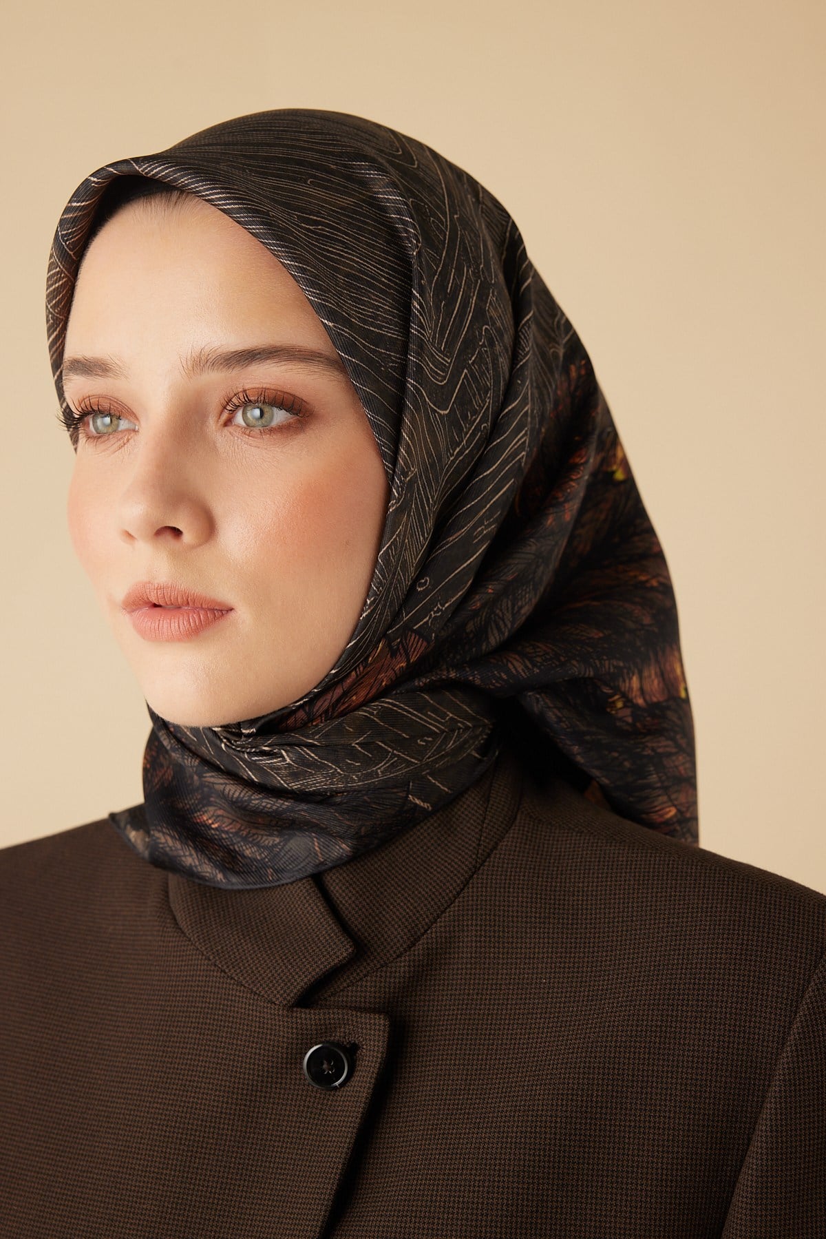 RAVZA MULBERRY İPEK EŞARP 90*90 CM - HAKİ