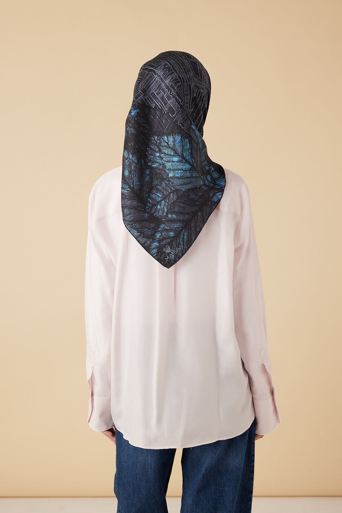 RAVZA MULBERRY İPEK EŞARP 90*90 CM - LACİVERT