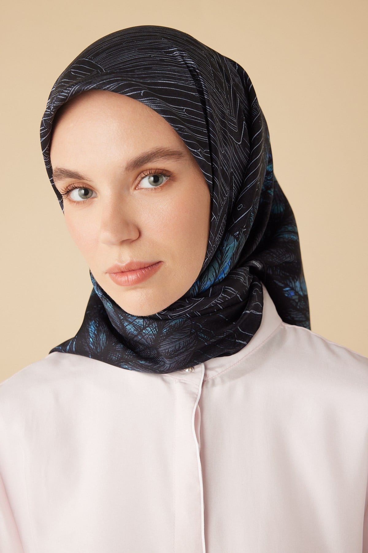 RAVZA MULBERRY İPEK EŞARP 90*90 CM - LACİVERT