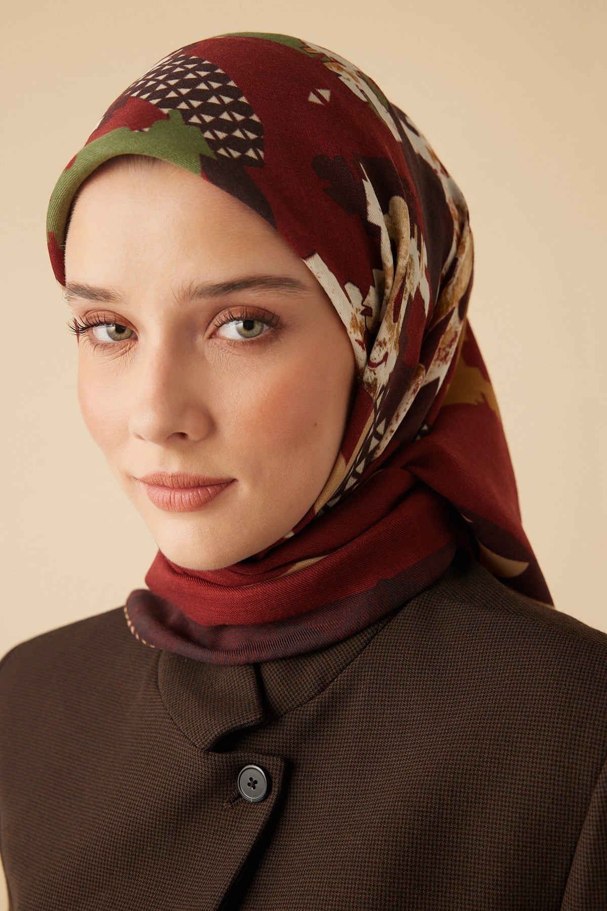 REHA YÜN ÜÇGEN ŞAL 140*140/2 CM - BORDO