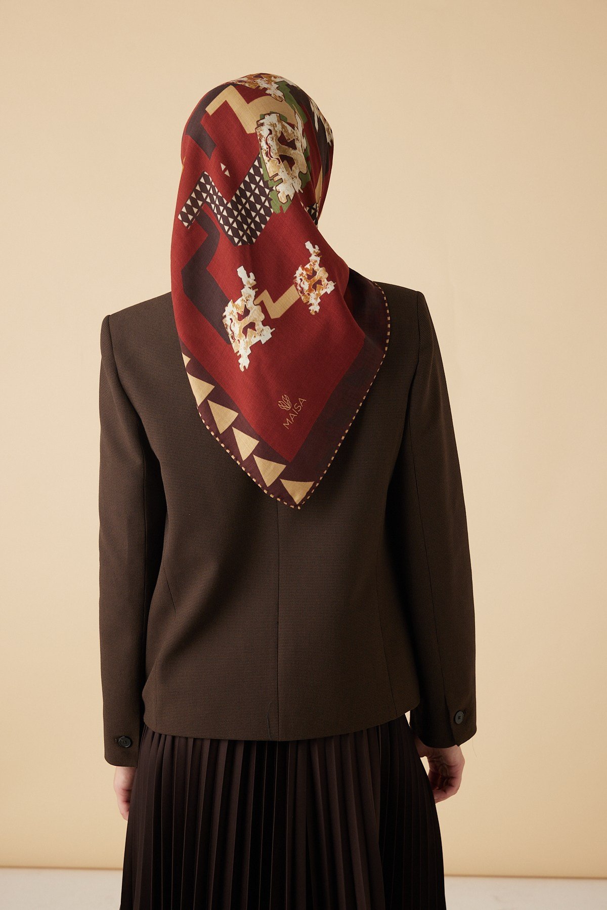 REHA YÜN ÜÇGEN ŞAL 140*140/2 CM - BORDO