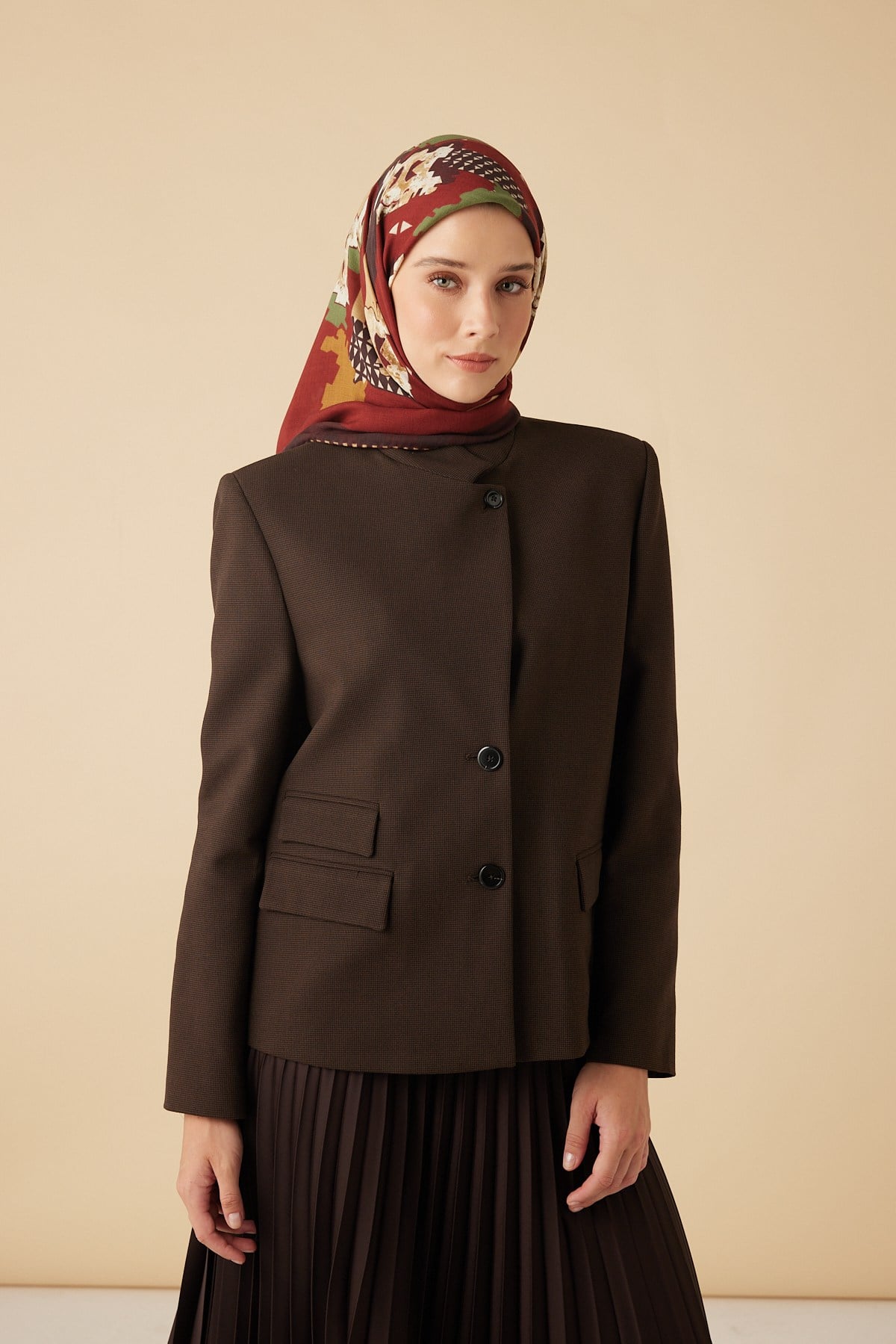 REHA YÜN ÜÇGEN ŞAL 140*140/2 CM - BORDO