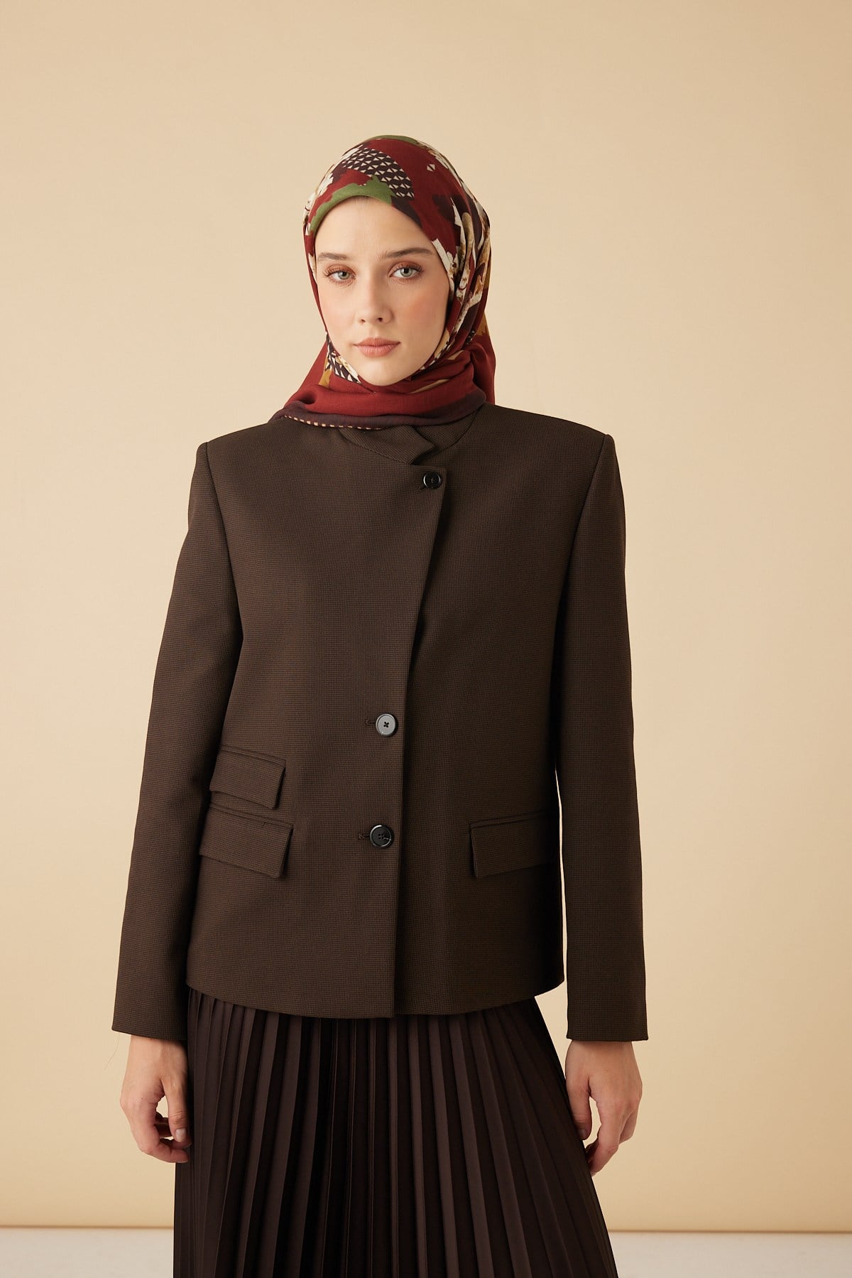 REHA YÜN ÜÇGEN ŞAL 140*140/2 CM - BORDO