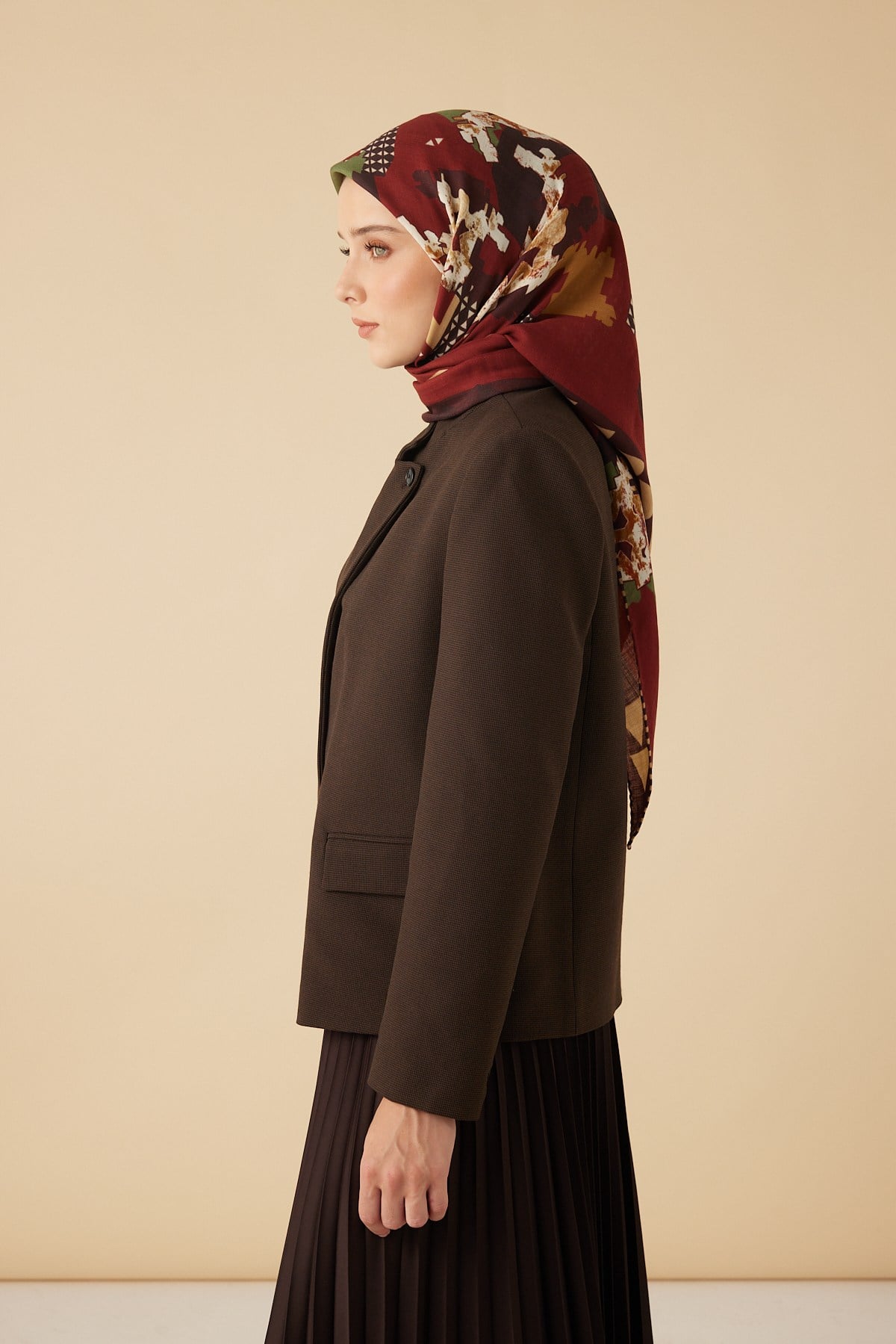 REHA YÜN ÜÇGEN ŞAL 140*140/2 CM - BORDO